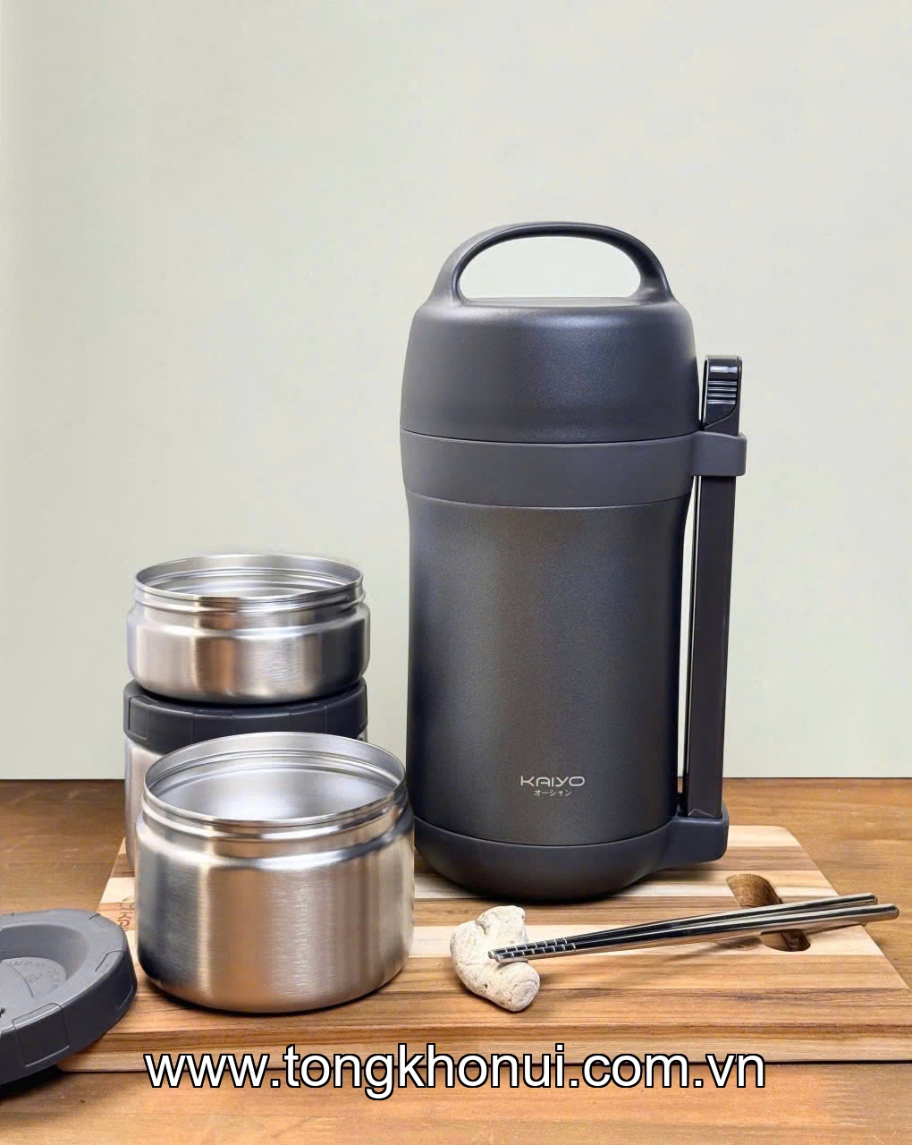 HỘP CƠM GIỮ NHIỆT INOX 304 KAIYO 1600ML – GHI / KEM / NÂU (KVL-3949 & KVL-3956) ảnh 9