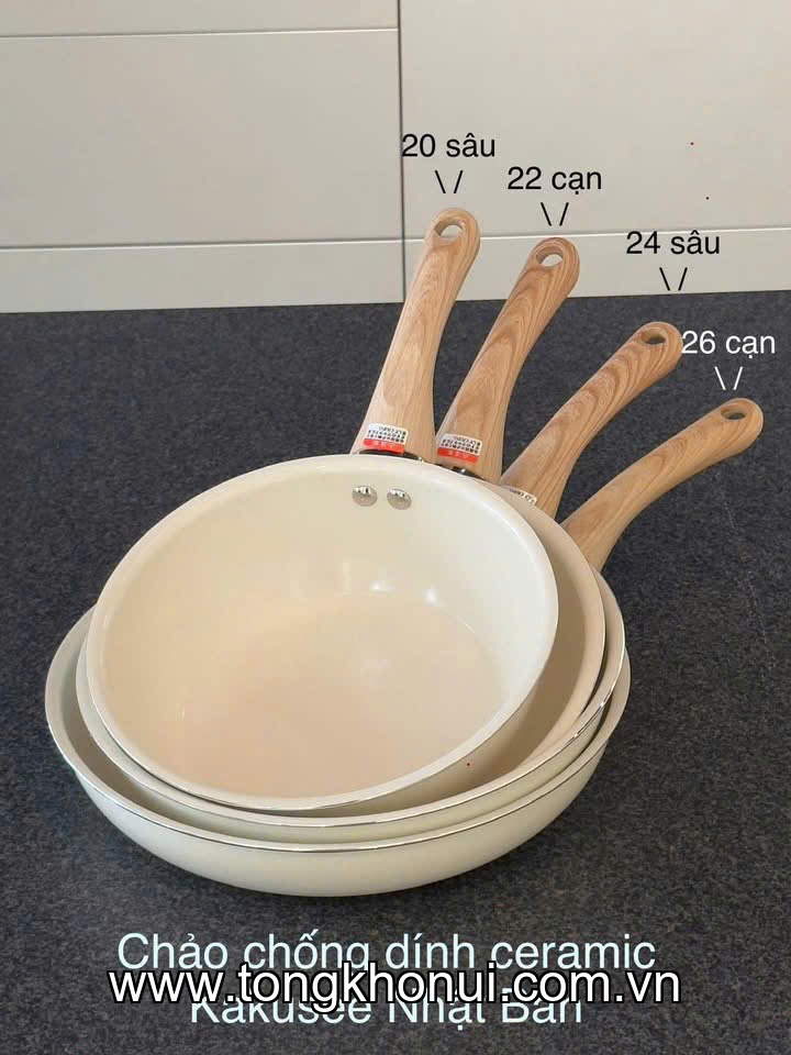 CHẢO CHỐNG DÍNH CERAMIC KAKUSEE NHẬT BẢN – TRẮNG SỨ ĐẸP NHƯ ĐỒ DECOR ảnh 1