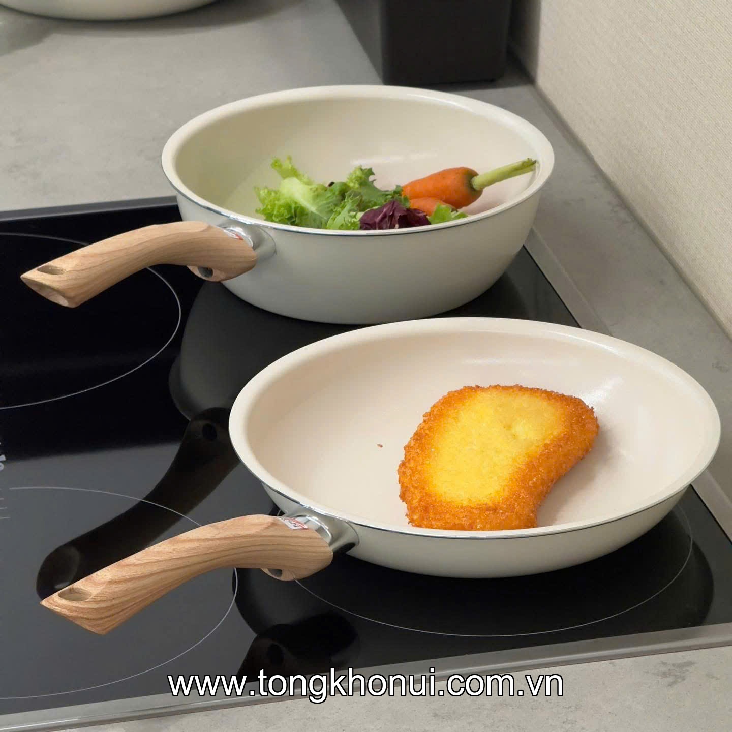 CHẢO CHỐNG DÍNH CERAMIC KAKUSEE NHẬT BẢN – TRẮNG SỨ ĐẸP NHƯ ĐỒ DECOR ảnh 6