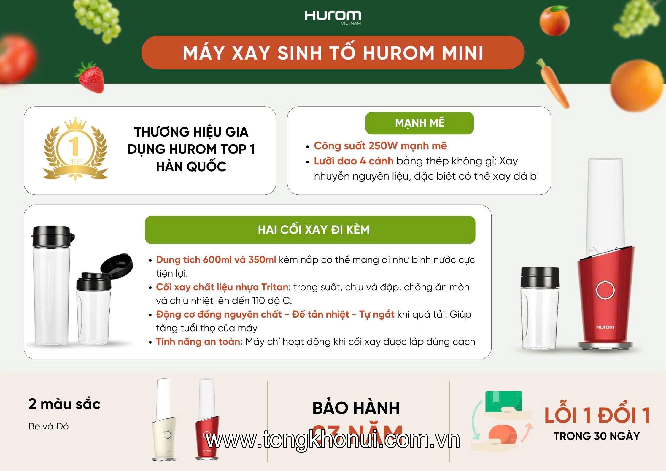 MÁY XAY SINH TỐ MINI HUROM BL-C01 – 250W 20.000 VÒNG/PHÚT, 2 CỐI TRITAN KÈM NẮP THỂ THAO, MANG ĐI MỌI NƠI! ảnh 10