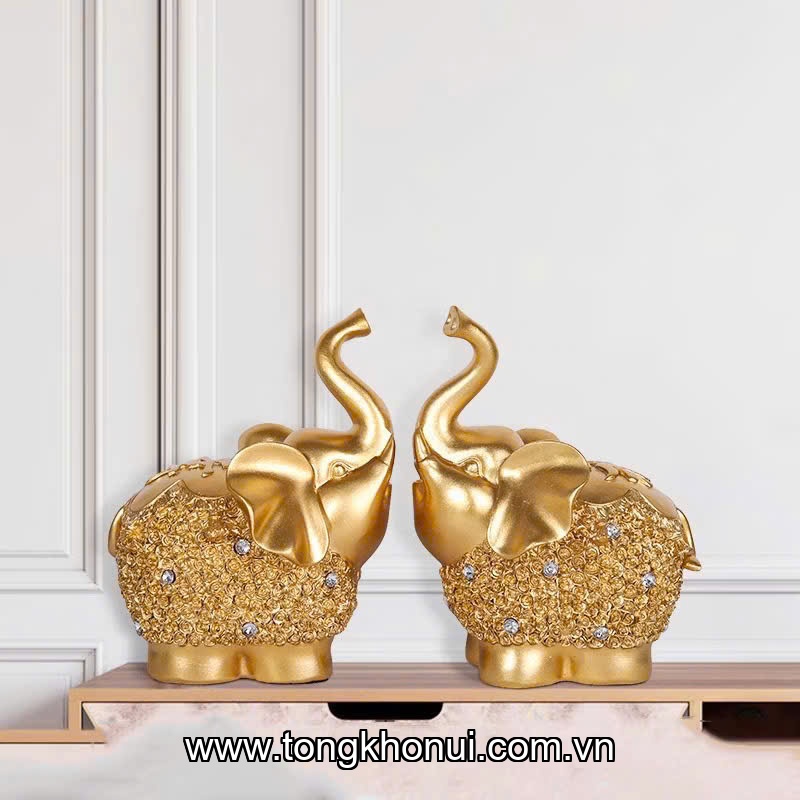 Bộ 2 tượng voi nhựa composite Donahome, model: DN-T2VN, KT: 11.5*8.5*14cm ảnh 2