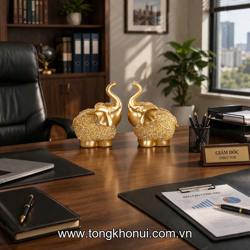 Bộ 2 tượng voi nhựa composite Donahome, model: DN-T2VN, KT: 11.5*8.5*14cm ảnh 3
