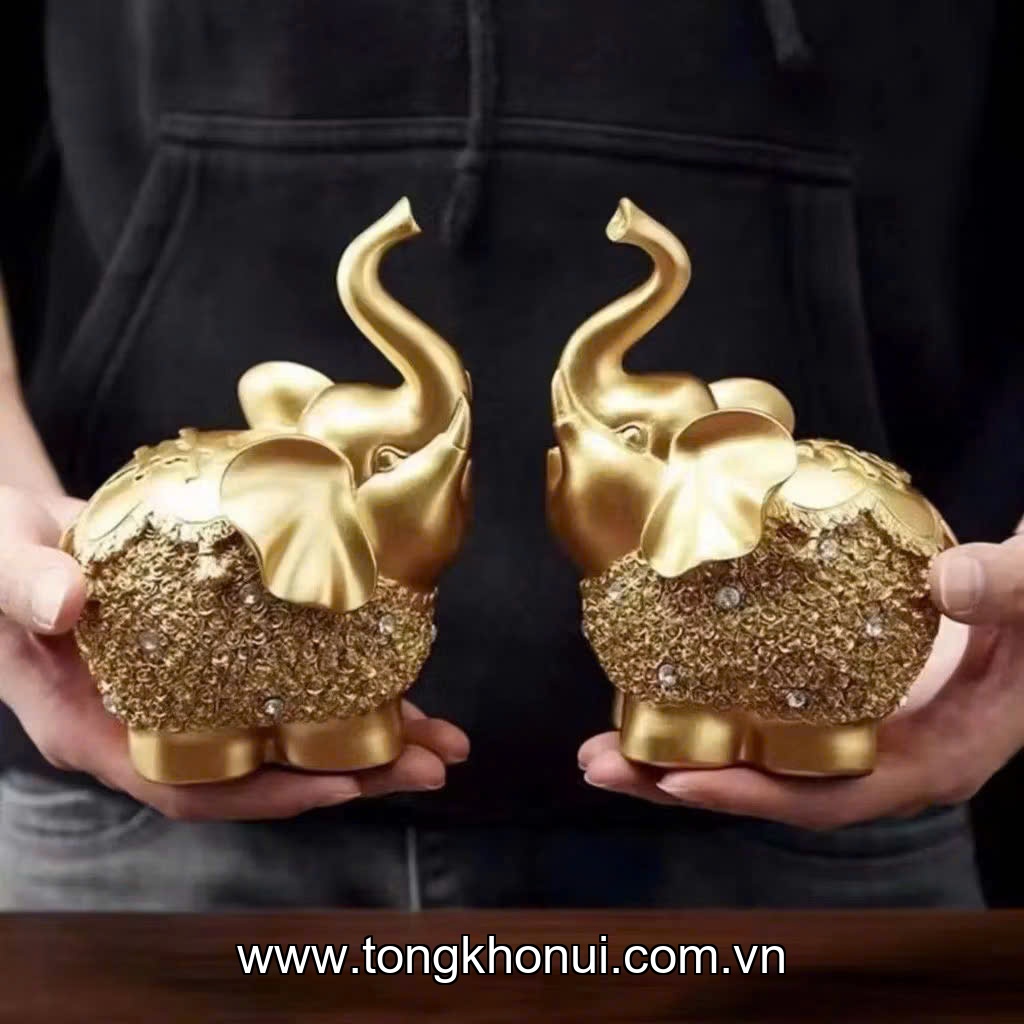 Bộ 2 tượng voi nhựa composite Donahome, model: DN-T2VN, KT: 11.5*8.5*14cm ảnh 5
