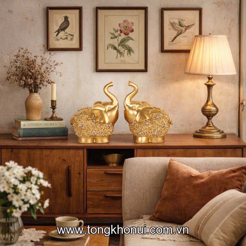 Bộ 2 tượng voi nhựa composite Donahome, model: DN-T2VN, KT: 11.5*8.5*14cm ảnh 6