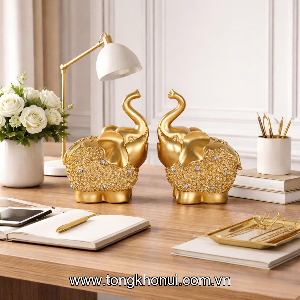 Bộ 2 tượng voi nhựa composite Donahome, model: DN-T2VN, KT: 11.5*8.5*14cm ảnh 7