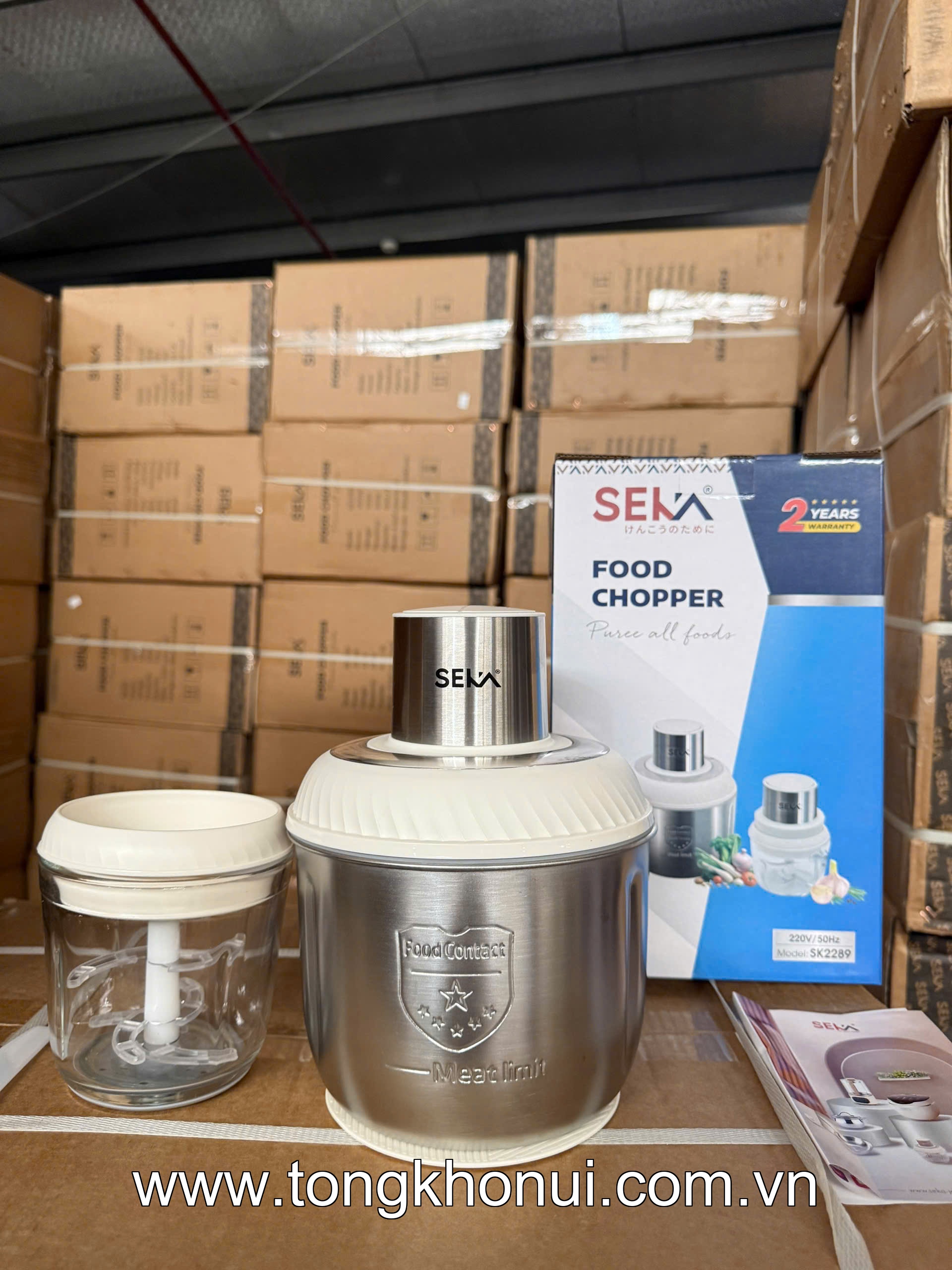 Máy xay thịt 2 cối, 1 cối inox 304, 1 cối 0,6L thuỷ tinh, lưỡi dao inox 304,  500W SEKA, model: SK2289 ảnh 3