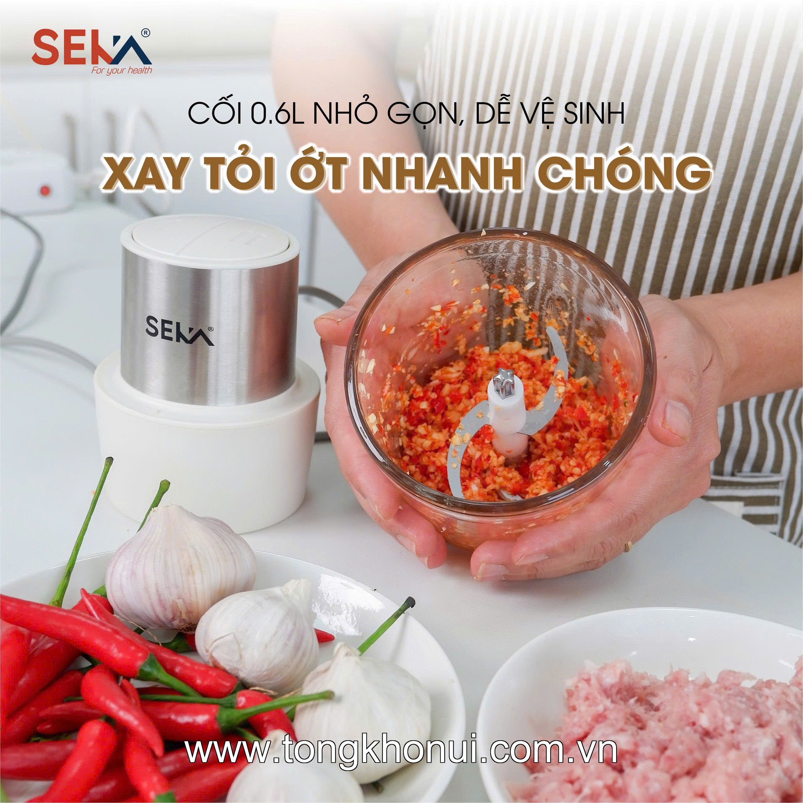 Máy xay thịt 2 cối, 1 cối inox 304, 1 cối 0,6L thuỷ tinh, lưỡi dao inox 304,  500W SEKA, model: SK2289 ảnh 2