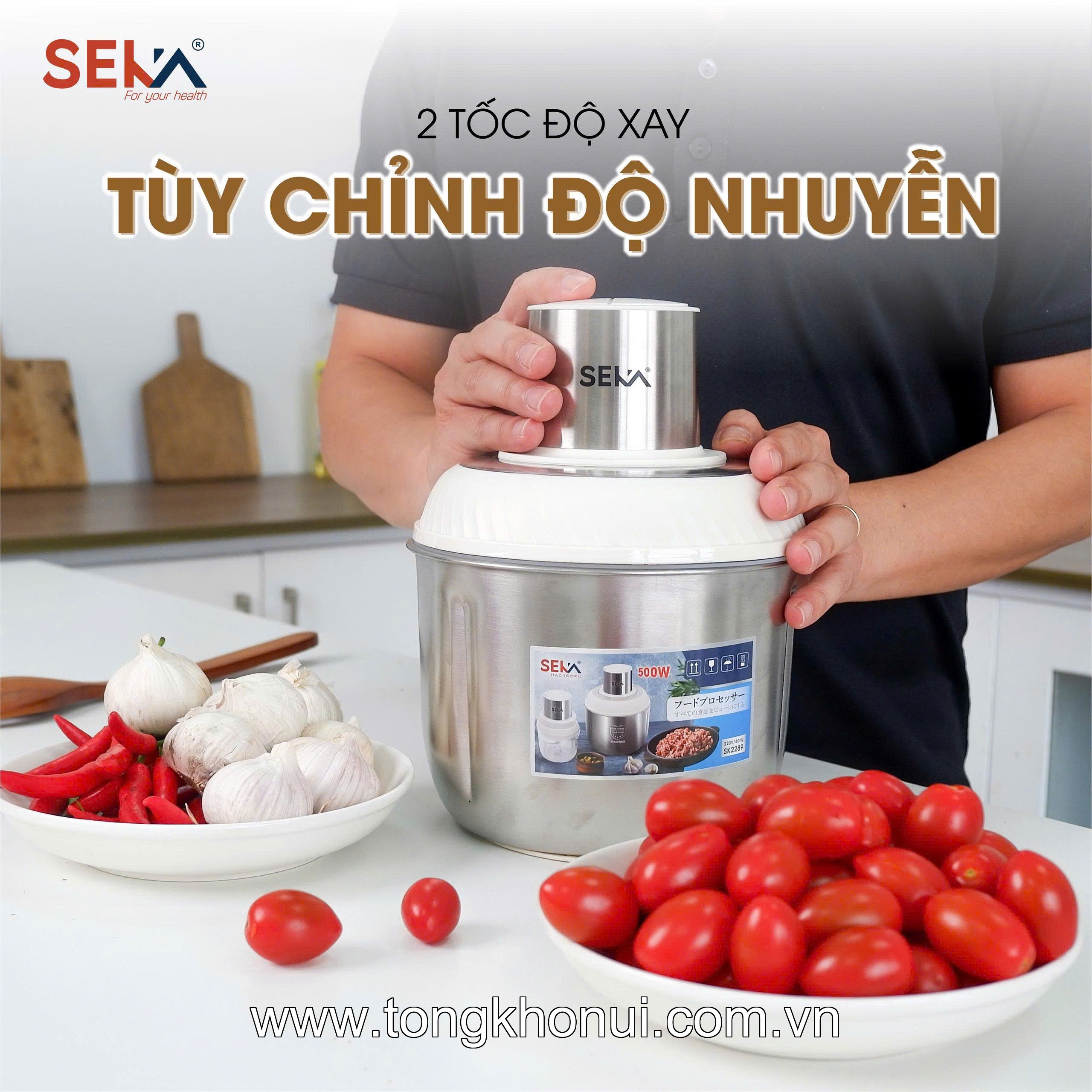 Máy xay thịt 2 cối, 1 cối inox 304, 1 cối 0,6L thuỷ tinh, lưỡi dao inox 304, 500W SEKA, model: SK2289 ảnh 1