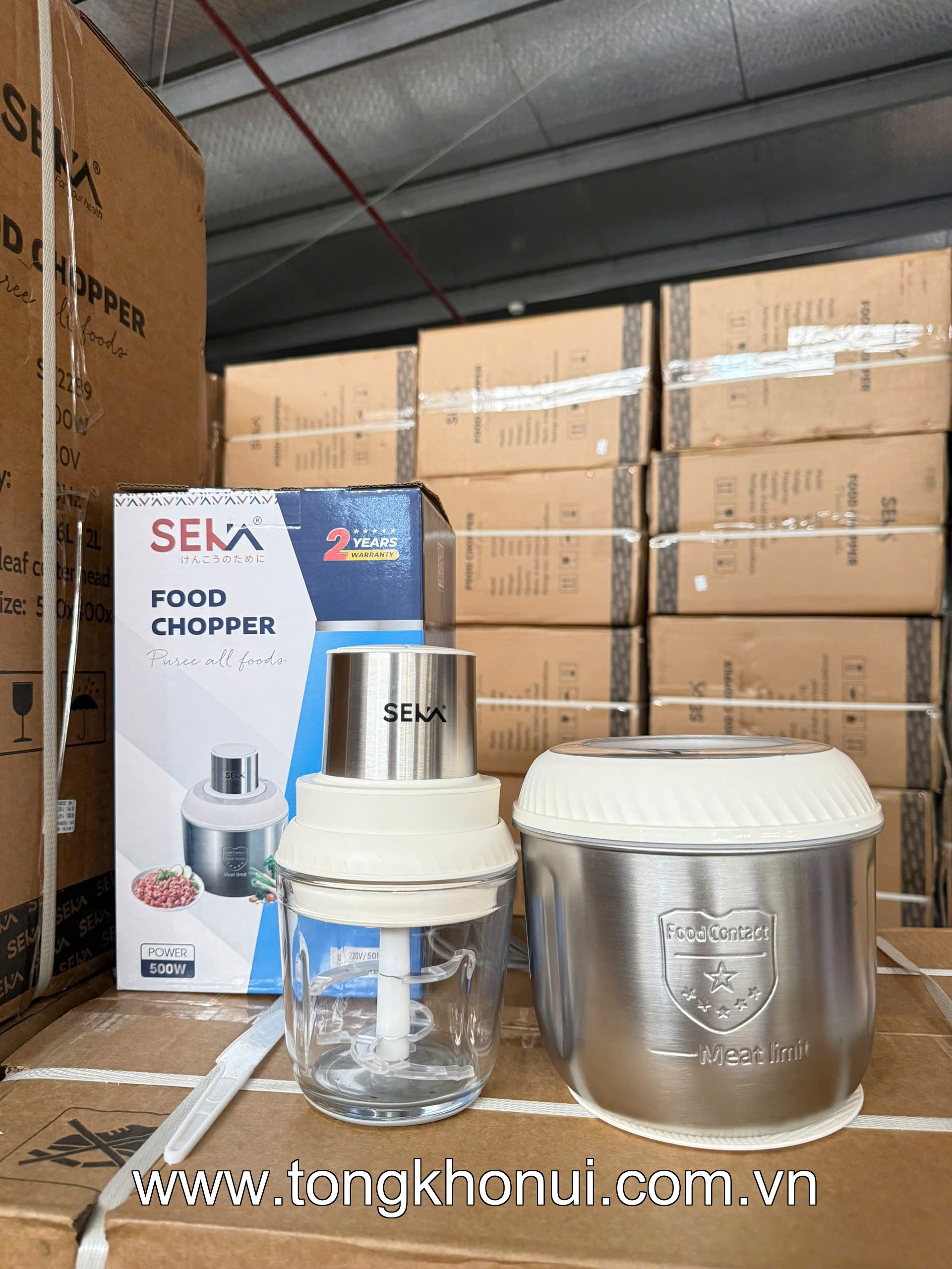Máy xay thịt 2 cối, 1 cối inox 304, 1 cối 0,6L thuỷ tinh, lưỡi dao inox 304,  500W SEKA, model: SK2289 ảnh 9