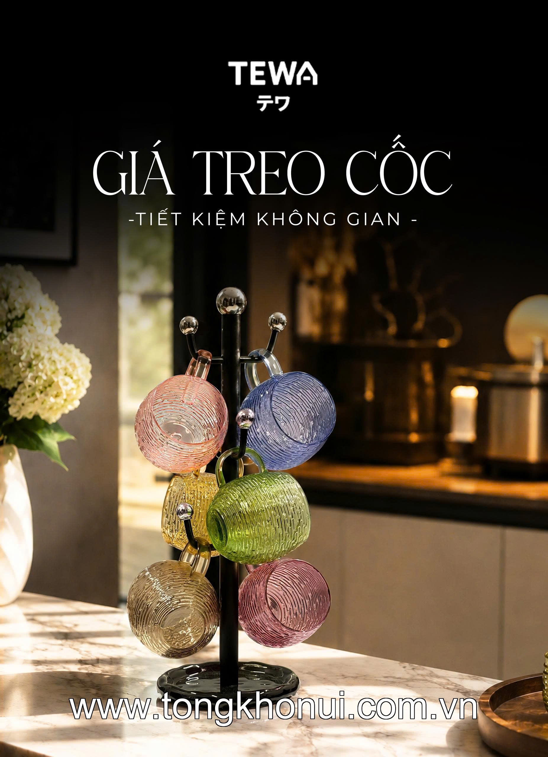 GIÁ 6 MÓC TREO CỐC ĐẾ TRÒN TEWA 40CM 80089 – GỌN GÀNG, TIỆN DỤNG, DECOR CỰC XINH ảnh 2