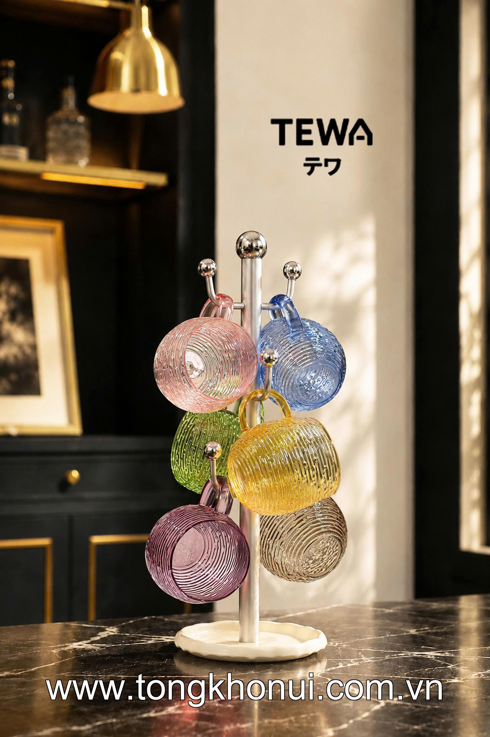 GIÁ 6 MÓC TREO CỐC ĐẾ TRÒN TEWA 40CM 80089 – GỌN GÀNG, TIỆN DỤNG, DECOR CỰC XINH ảnh 4