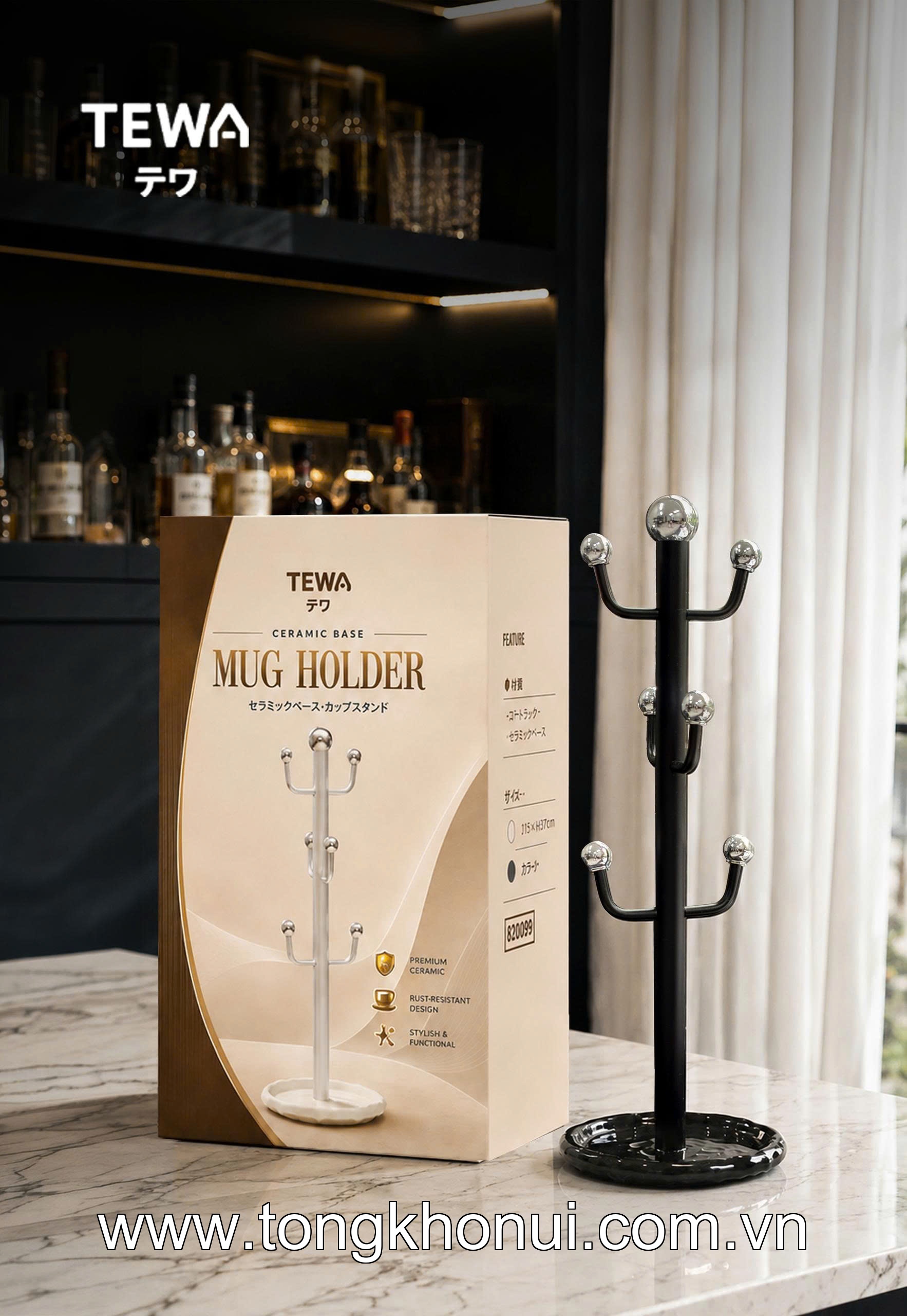 GIÁ 6 MÓC TREO CỐC ĐẾ TRÒN TEWA 40CM 80089 – GỌN GÀNG, TIỆN DỤNG, DECOR CỰC XINH ảnh 11