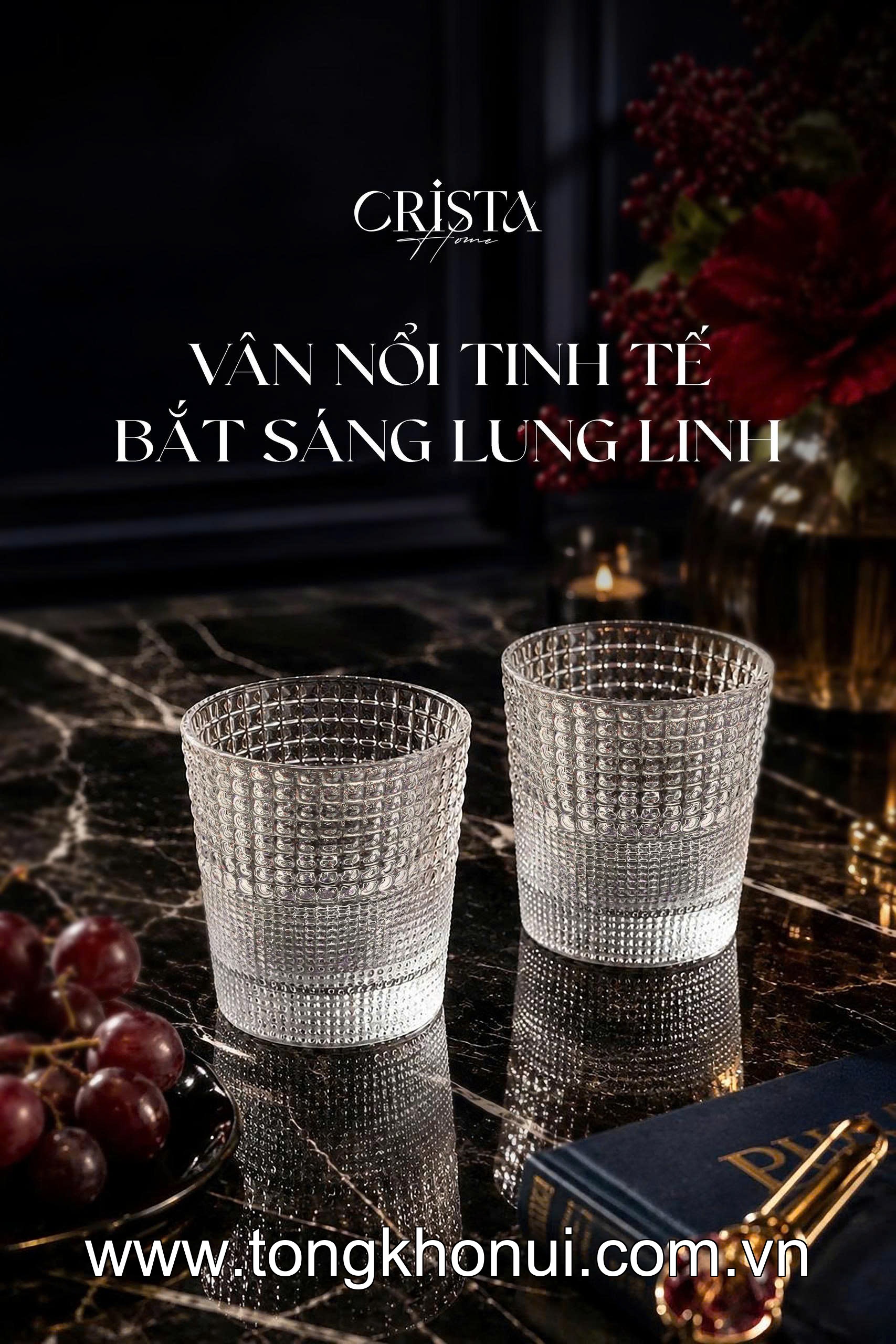 BỘ 6 CỐC THỦY TINH VÂN HẠT SƯƠNG MAI 280ML - 60301 CRISTA HOME – ĐẸP NHƯ TÁC PHẨM NGHỆ THUẬT ảnh 9