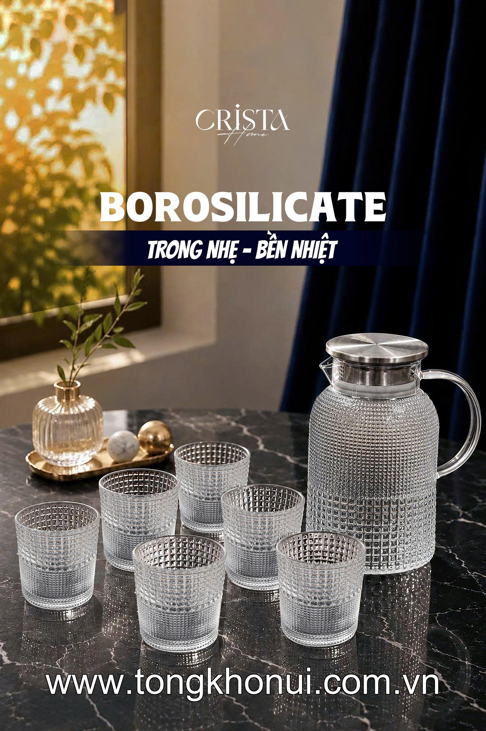 BÌNH THỦY TINH VÂN HẠT SƯƠNG MAI 1.5L CRISTA HOME –  60302 - ĐẸP NHƯ MỘT TÁC PHẨM DECOR ảnh 9