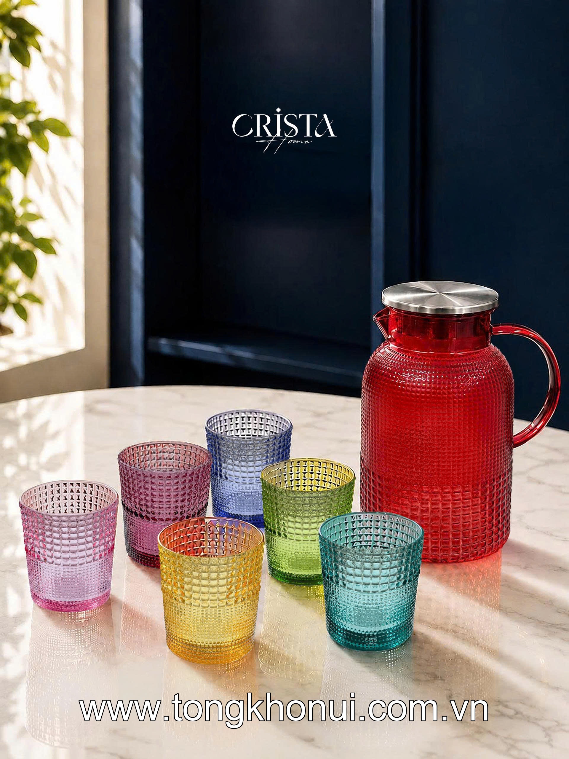 BÌNH THỦY TINH VÂN HẠT SƯƠNG MAI 1.5L CRISTA HOME –  60302 - ĐẸP NHƯ MỘT TÁC PHẨM DECOR ảnh 8