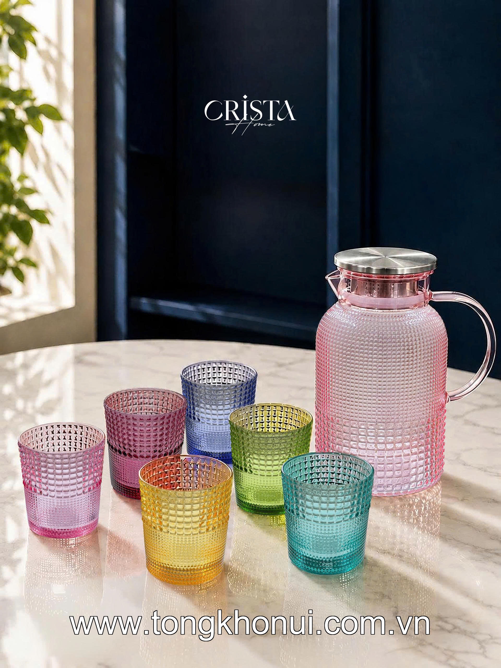 BÌNH THỦY TINH VÂN HẠT SƯƠNG MAI 1.5L CRISTA HOME –  60302 - ĐẸP NHƯ MỘT TÁC PHẨM DECOR ảnh 10