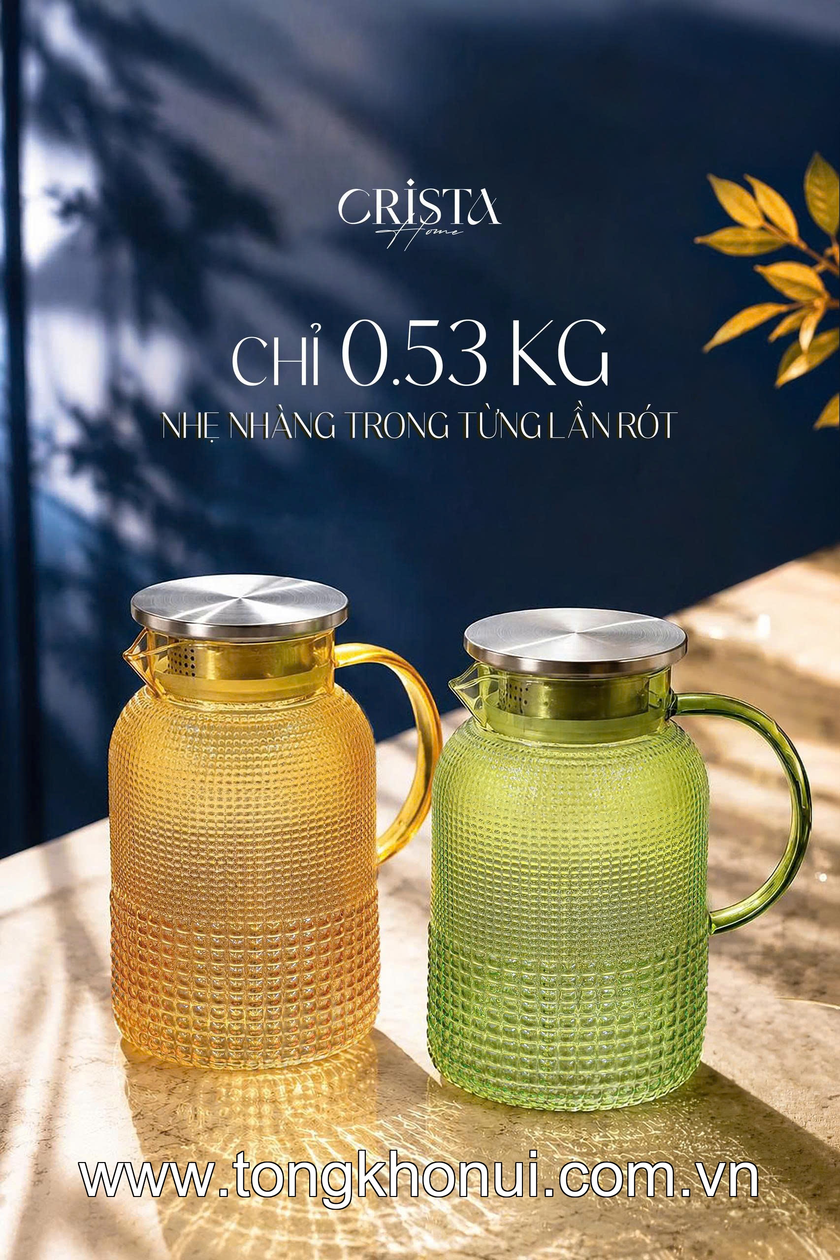 BÌNH THỦY TINH VÂN HẠT SƯƠNG MAI 1.5L CRISTA HOME –  60302 - ĐẸP NHƯ MỘT TÁC PHẨM DECOR ảnh 14