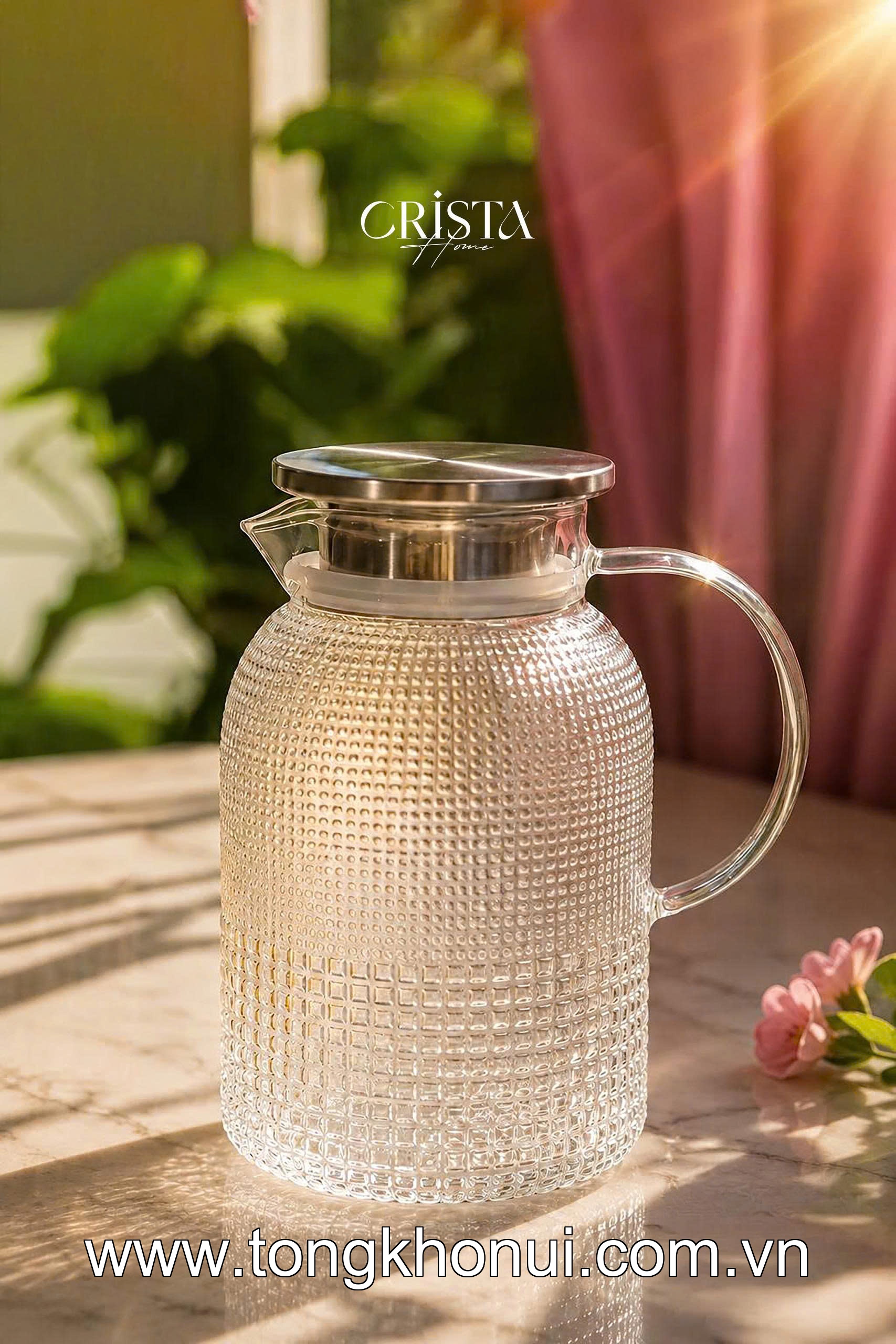 BÌNH THỦY TINH VÂN HẠT SƯƠNG MAI 1.5L CRISTA HOME –  60302 - ĐẸP NHƯ MỘT TÁC PHẨM DECOR ảnh 15