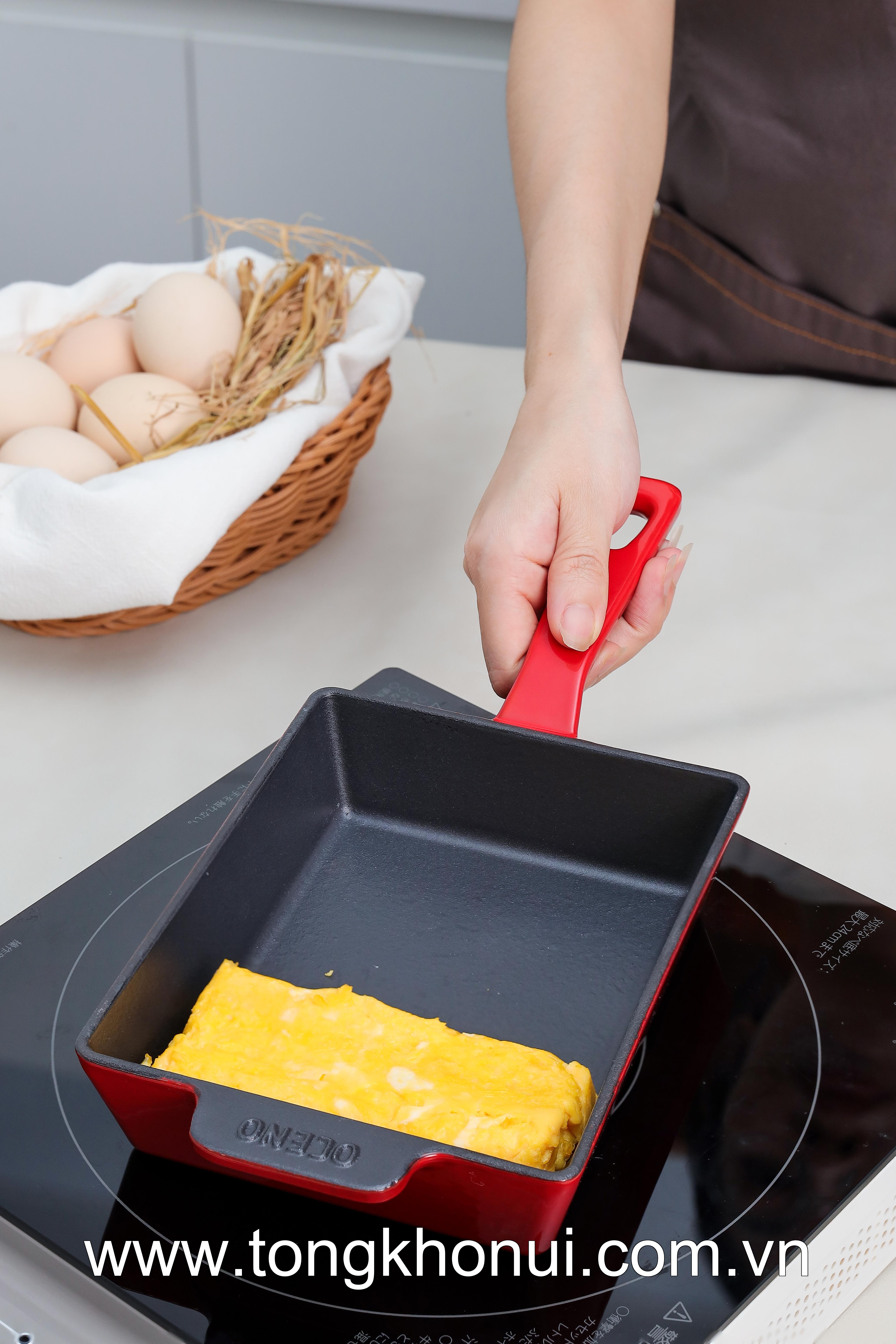 Chảo gang Oceno hình chữ nhật, size 14 x18cm, màu đỏ OFR-1358 ảnh 6