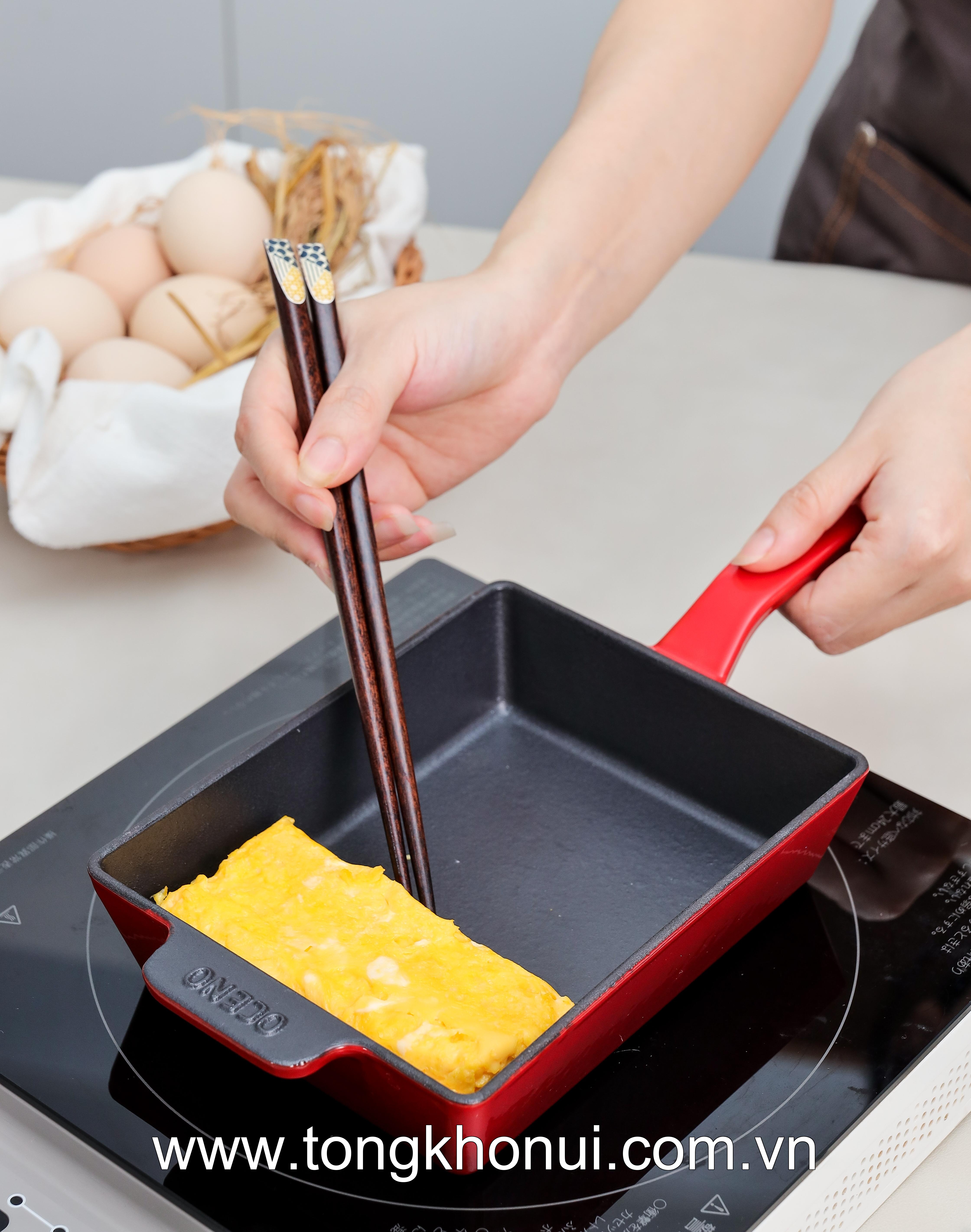 Chảo gang Oceno hình chữ nhật, size 14 x18cm, màu đỏ OFR-1358 ảnh 7