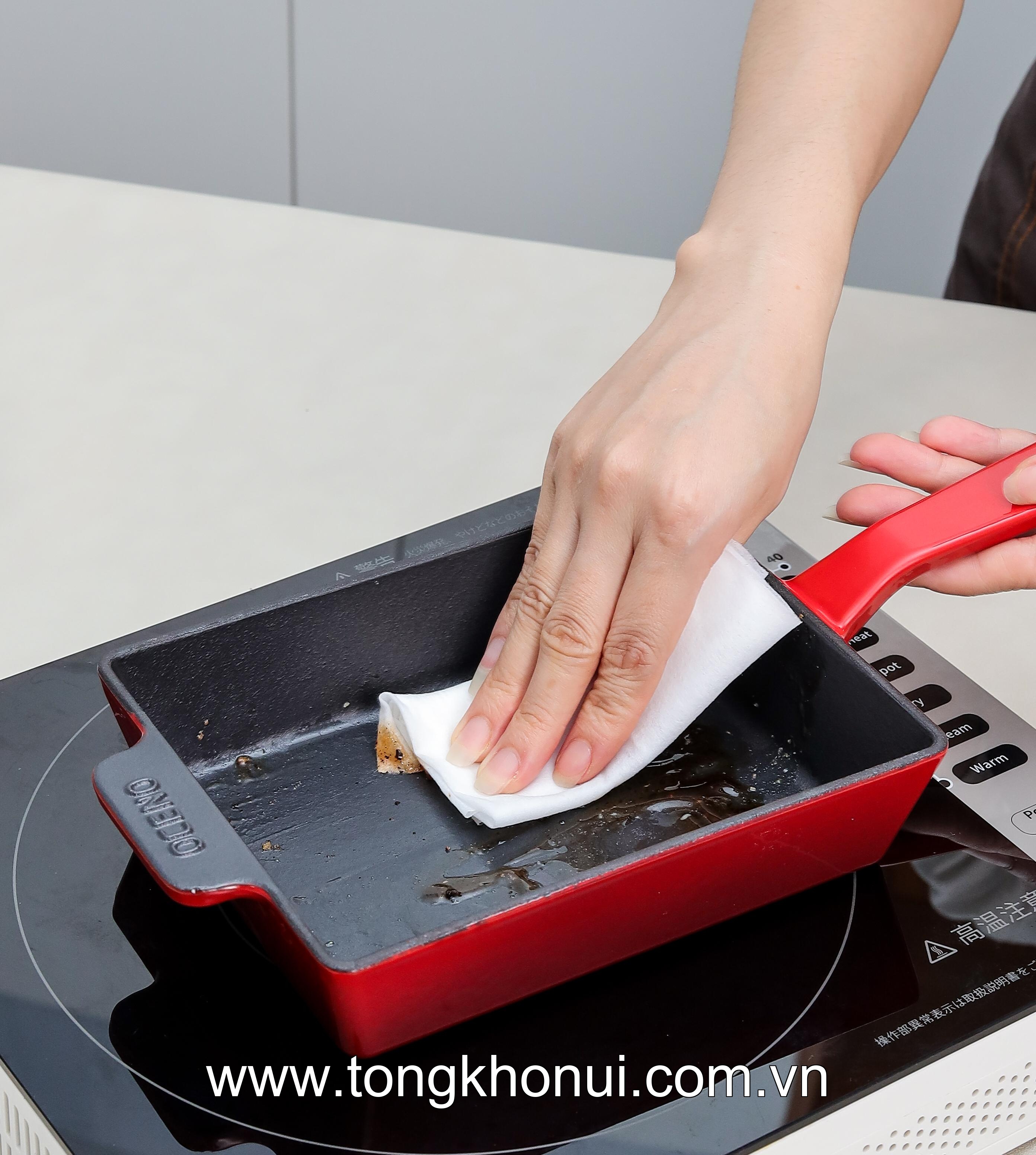 Chảo gang Oceno hình chữ nhật, size 14 x18cm, màu đỏ OFR-1358 ảnh 10