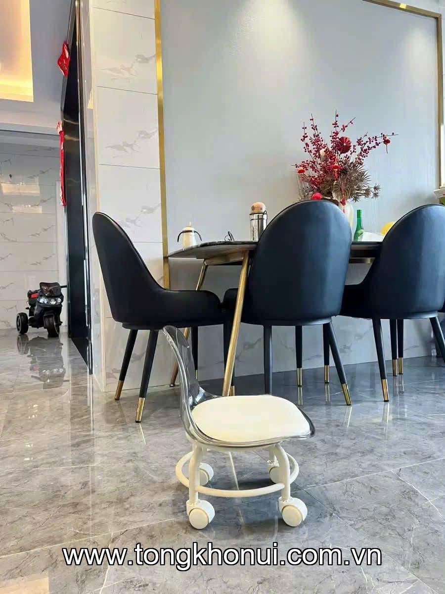 Ghế ngồi có xoay, Donahome, model: OC-GNX chất liệu: nhựa acrylic ,mặt ghế lót da PU. chiều cao 20 cm. KT: 38*34cm màu: trắng ảnh 10