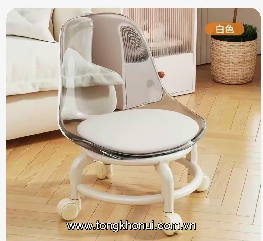 Ghế ngồi có xoay, Donahome, model: OC-GNX chất liệu: nhựa acrylic ,mặt ghế lót da PU. chiều cao 20 cm. KT: 38*34cm màu: trắng ảnh 11