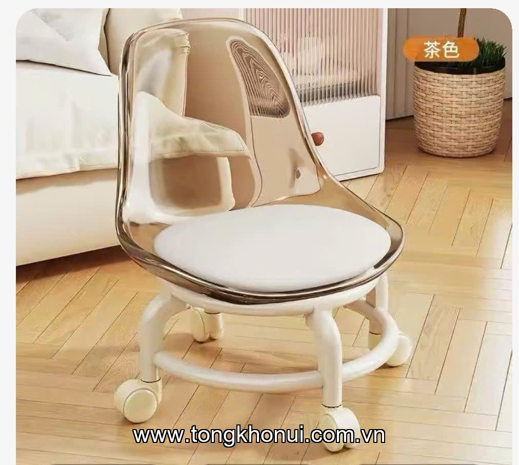 Ghế ngồi có xoay, Donahome, model: OC-GNX chất liệu: nhựa acrylic ,mặt ghế lót da PU. chiều cao 20 cm. KT: 38*34cm màu: trắng ảnh 13