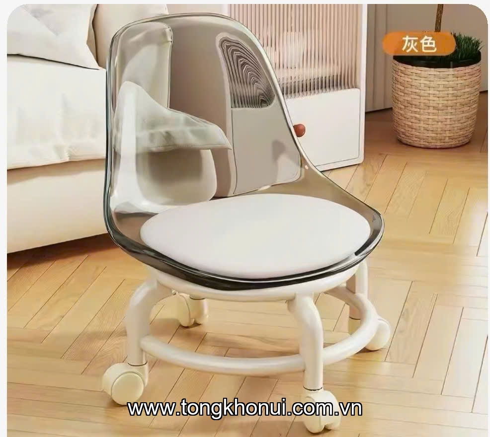 Ghế ngồi có xoay, Donahome, model: OC-GNX chất liệu: nhựa acrylic ,mặt ghế lót da PU. chiều cao 20 cm. KT: 38*34cm màu: trắng ảnh 14