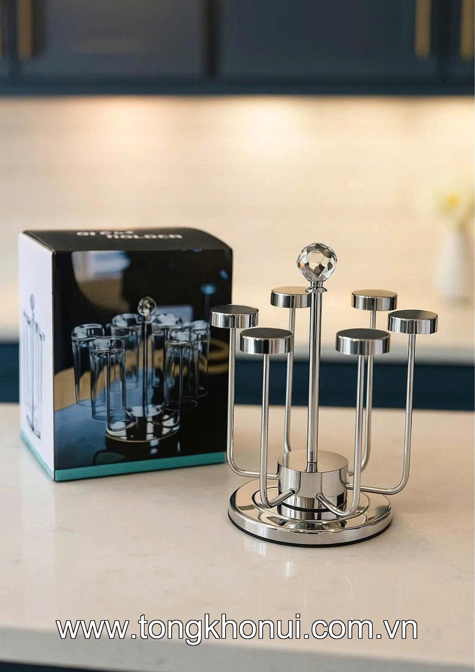 Giá úp cốc inox để bàn dạng xoay tròn 21x24x26cm, 33658 ảnh 9
