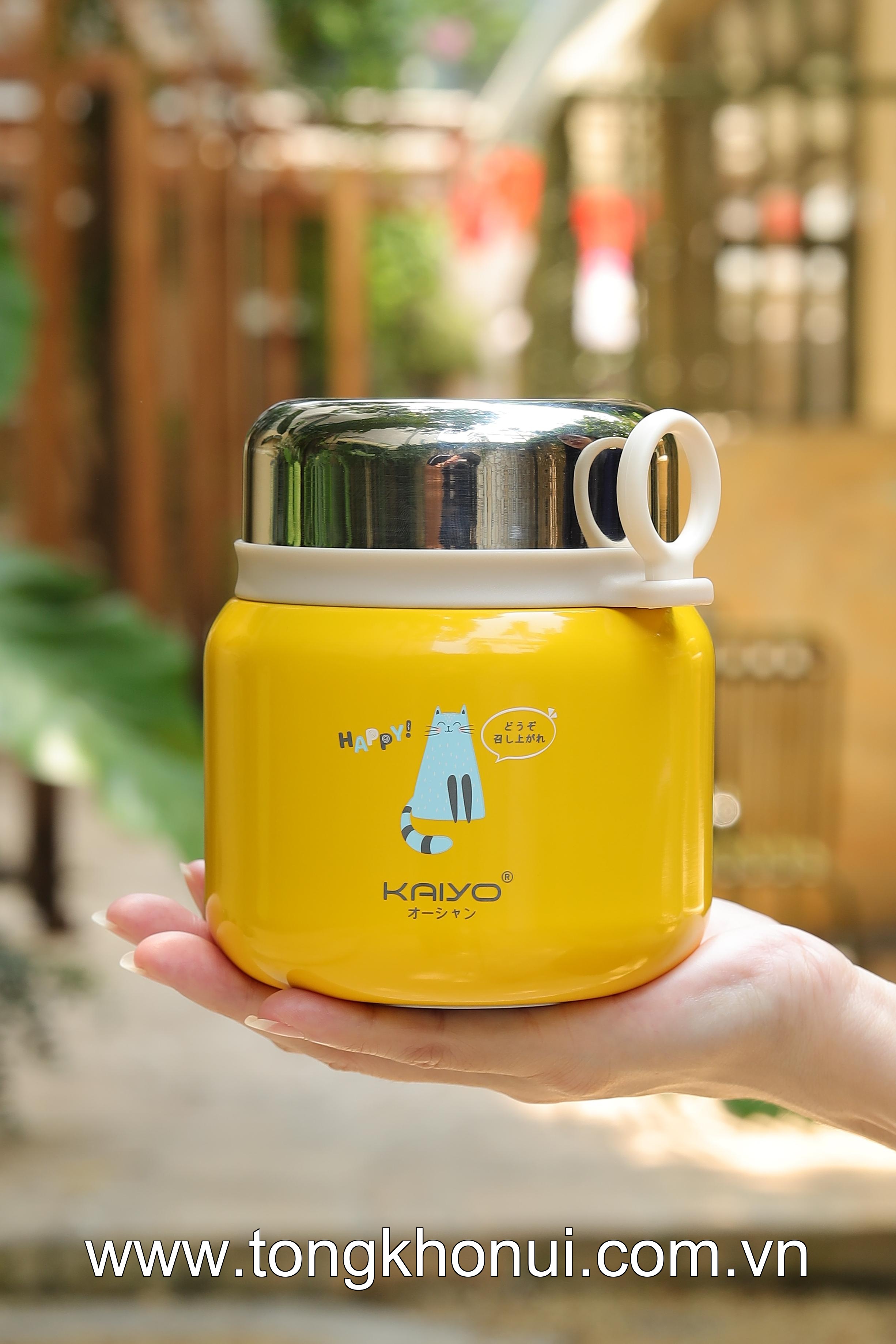 🐱 BÌNH Ủ CHÁO KAIYO 500ML HỌA TIẾT MÈO MEO MEO – XINH XẮN, GIỮ NHIỆT TỐT 🐱 ảnh 6