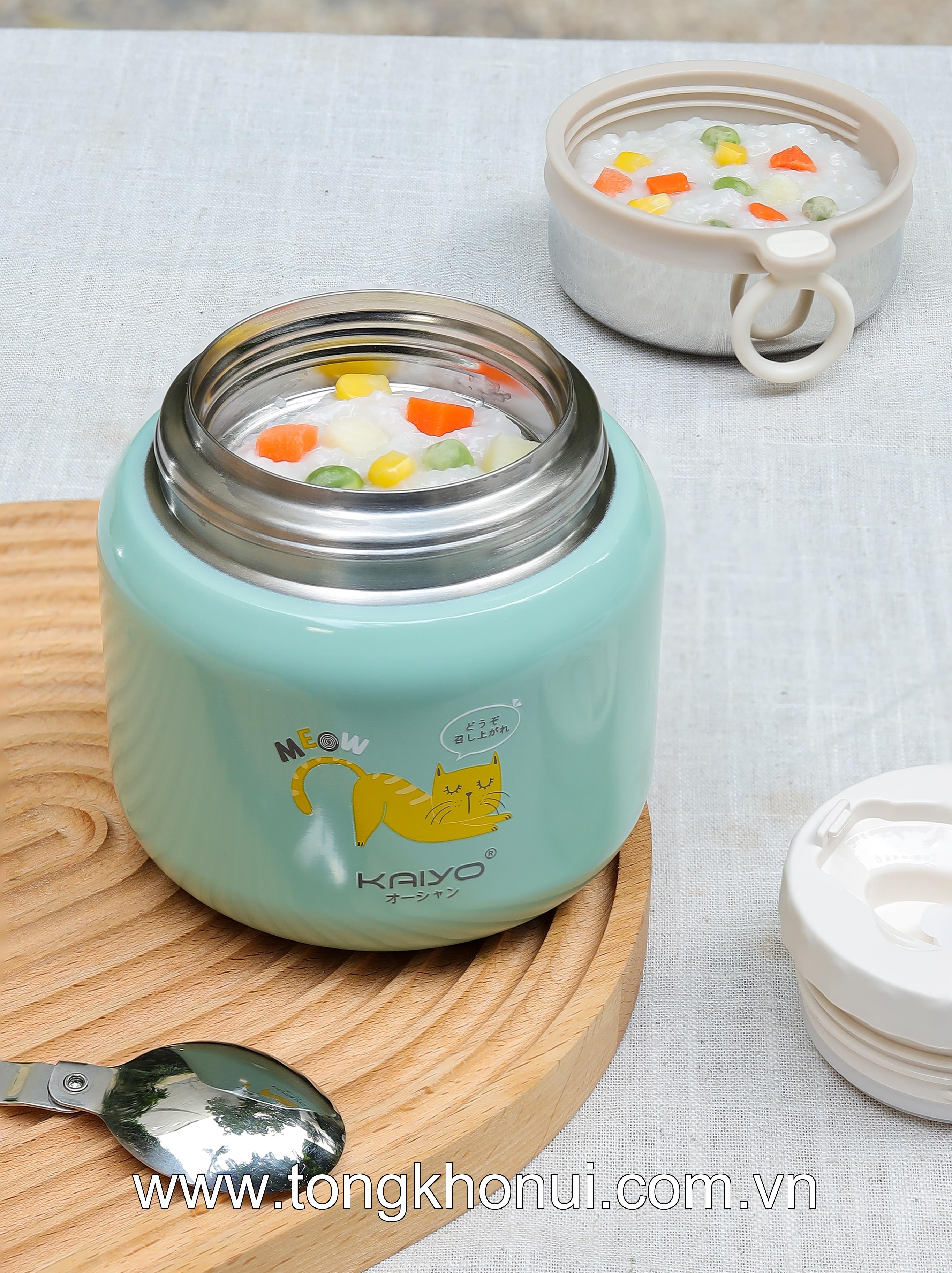 🐱 BÌNH Ủ CHÁO KAIYO 500ML HỌA TIẾT MÈO MEO MEO – XINH XẮN, GIỮ NHIỆT TỐT 🐱 ảnh 7