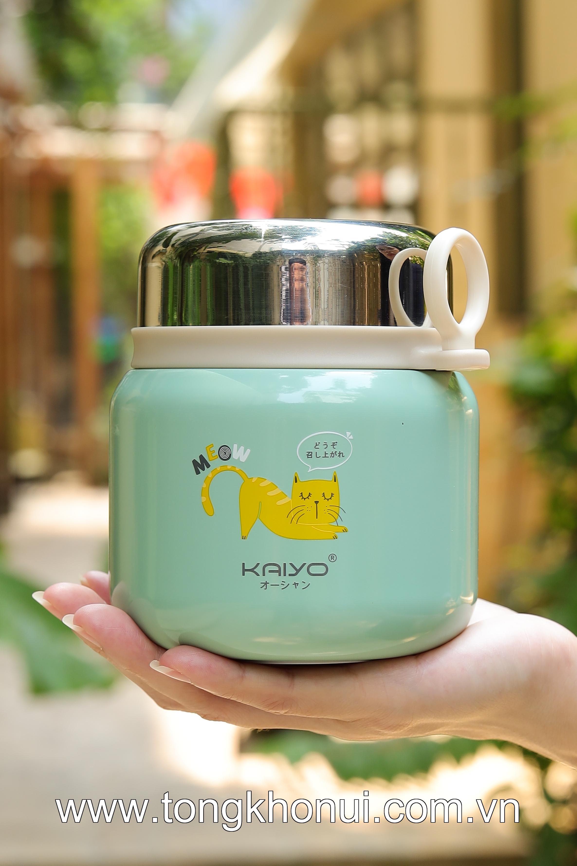 🐱 BÌNH Ủ CHÁO KAIYO 500ML HỌA TIẾT MÈO MEO MEO – XINH XẮN, GIỮ NHIỆT TỐT 🐱 ảnh 9