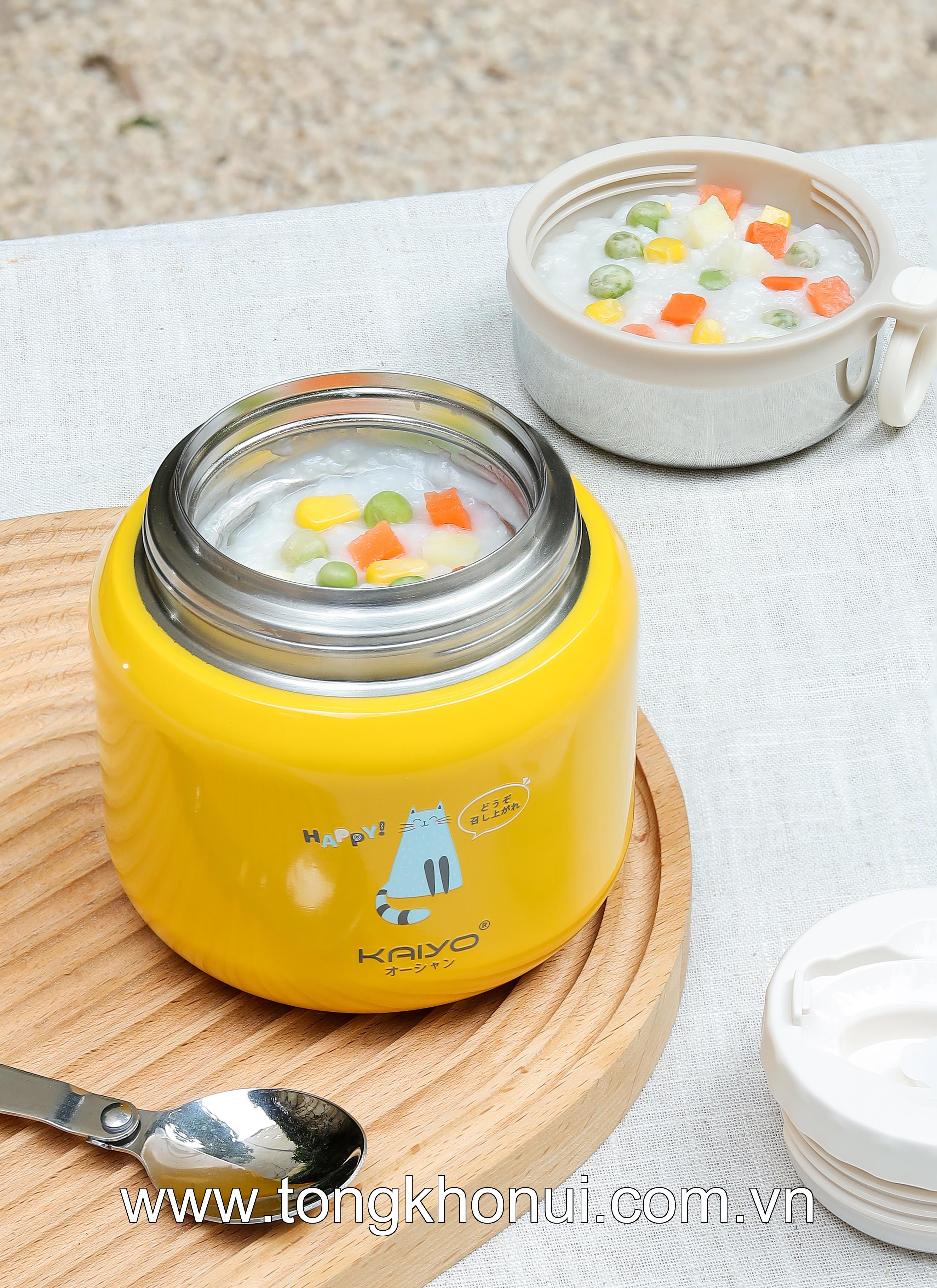 🐱 BÌNH Ủ CHÁO KAIYO 500ML HỌA TIẾT MÈO MEO MEO – XINH XẮN, GIỮ NHIỆT TỐT 🐱 ảnh 11