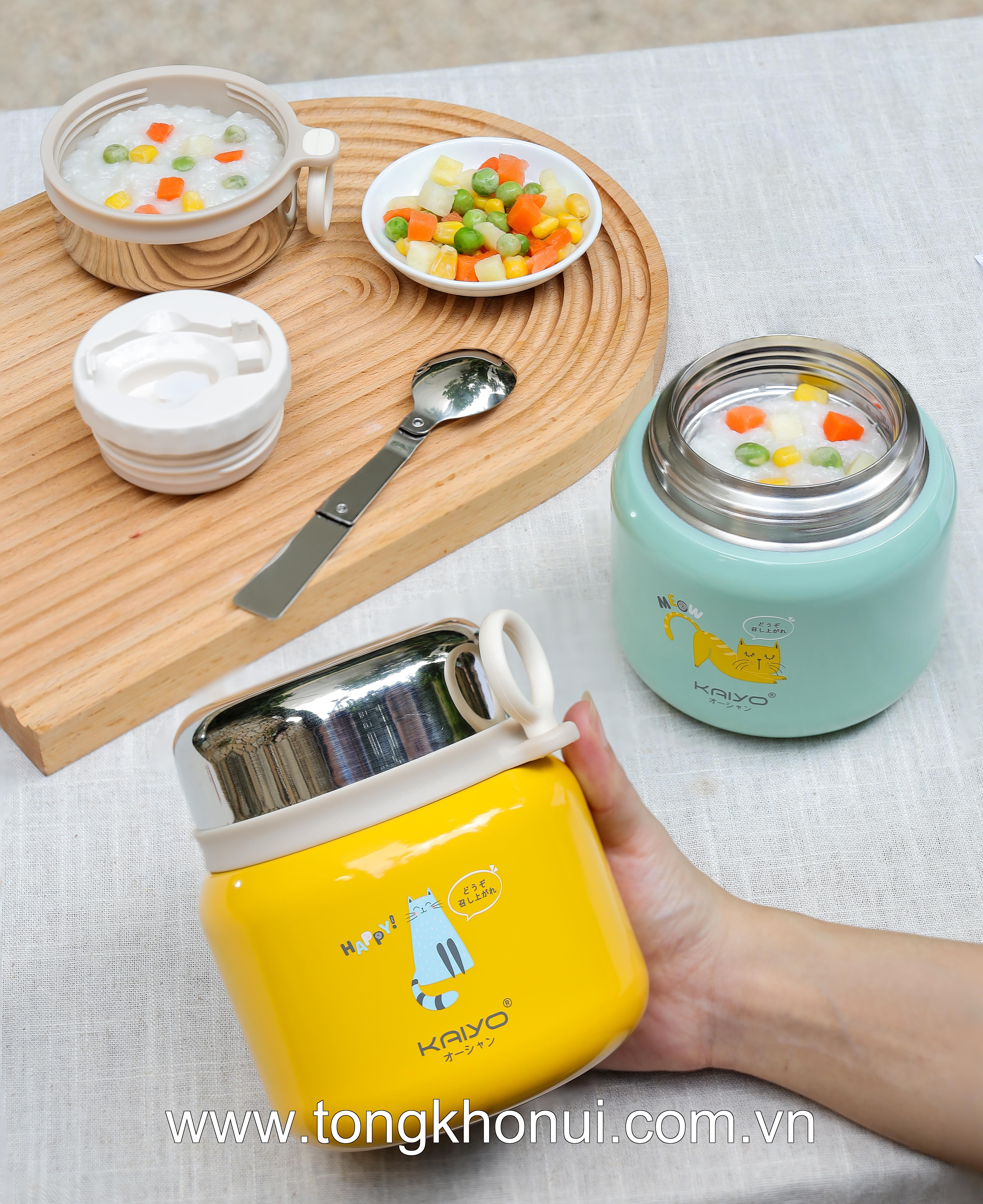 🐱 BÌNH Ủ CHÁO KAIYO 500ML HỌA TIẾT MÈO MEO MEO – XINH XẮN, GIỮ NHIỆT TỐT 🐱 ảnh 13