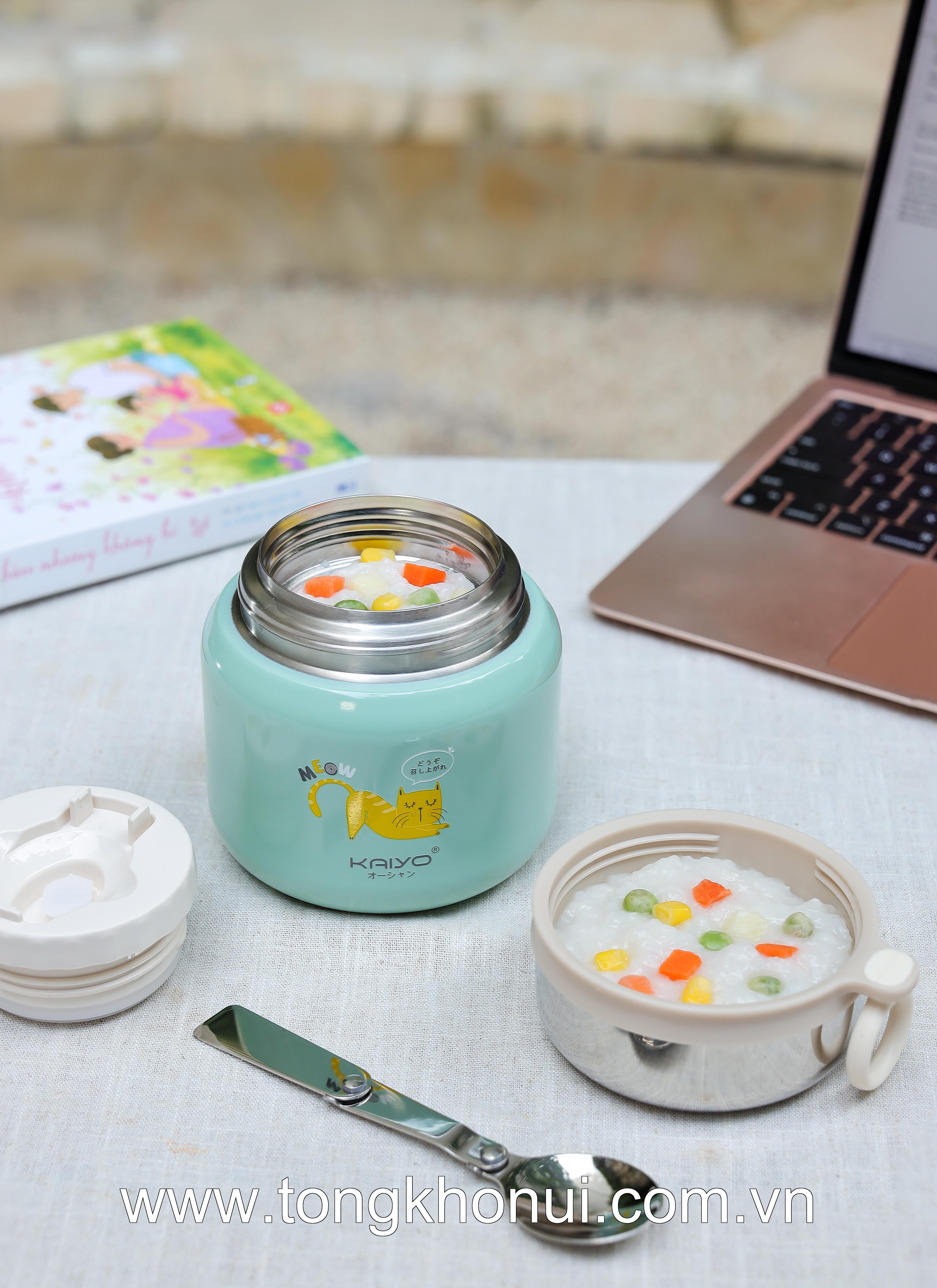 🐱 BÌNH Ủ CHÁO KAIYO 500ML HỌA TIẾT MÈO MEO MEO – XINH XẮN, GIỮ NHIỆT TỐT 🐱 ảnh 15