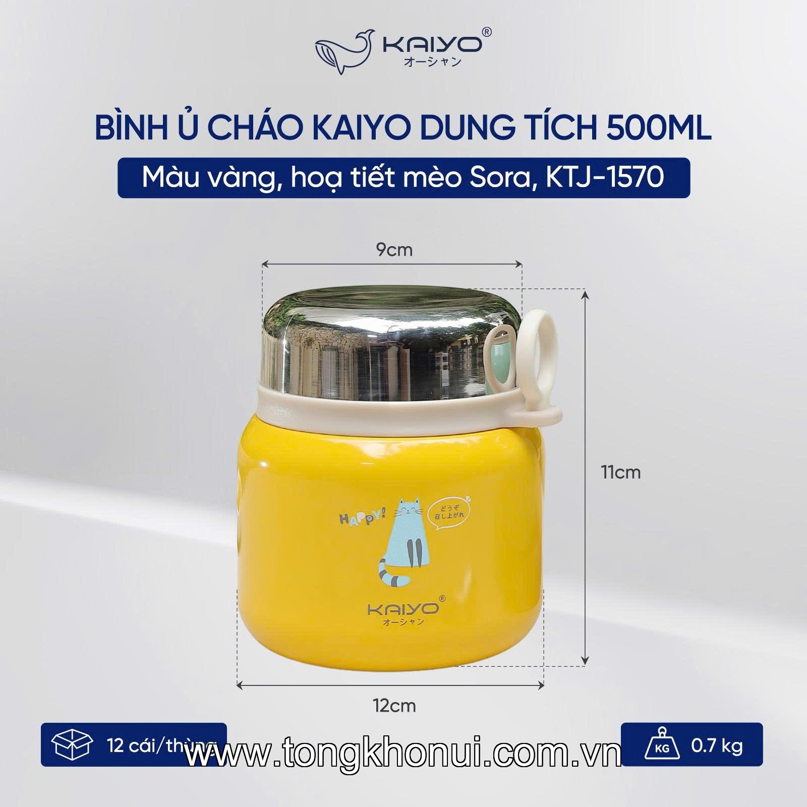 🐱 BÌNH Ủ CHÁO KAIYO 500ML HỌA TIẾT MÈO MEO MEO – XINH XẮN, GIỮ NHIỆT TỐT 🐱 ảnh 19