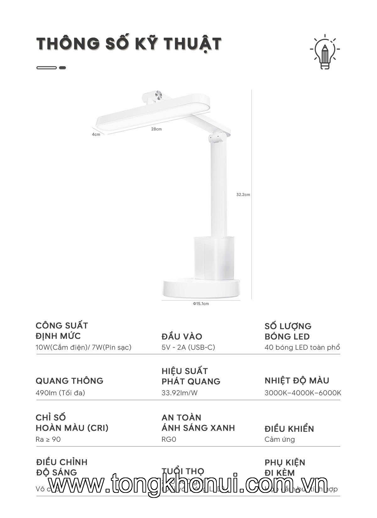 Đèn LED để bàn (DESK LAMP) Bravio Lumi C10 - Tiêu Chuẩn (LDE-BR-LUM-C10-ST-WH-CBA) ảnh 7