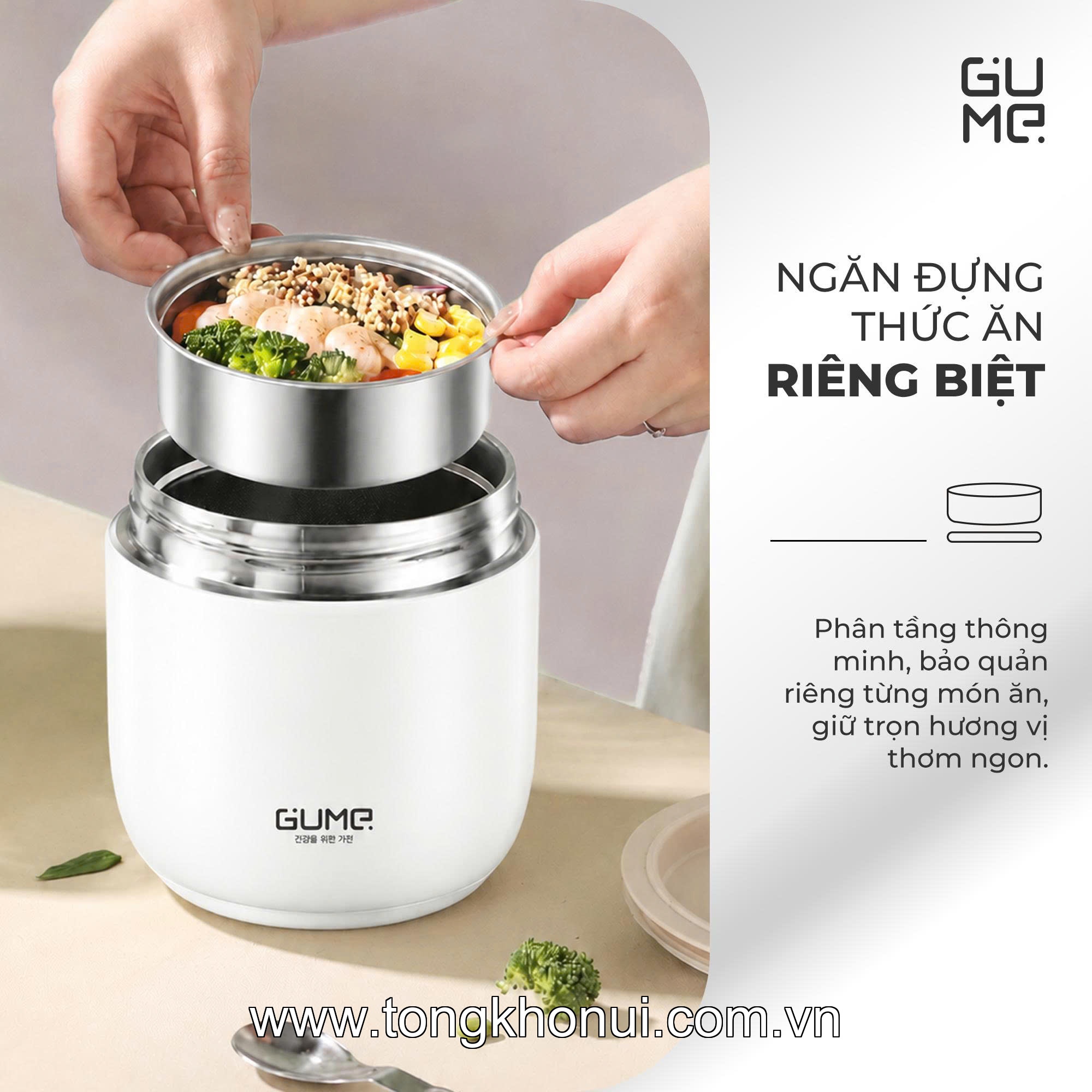BỘ ĐÔI CẶP LỒNG GIỮ NHIỆT GUME KOREA 1.2/1.5L – BỮA CƠM NHÀ LUÔN TIỆN LỢI ảnh 3