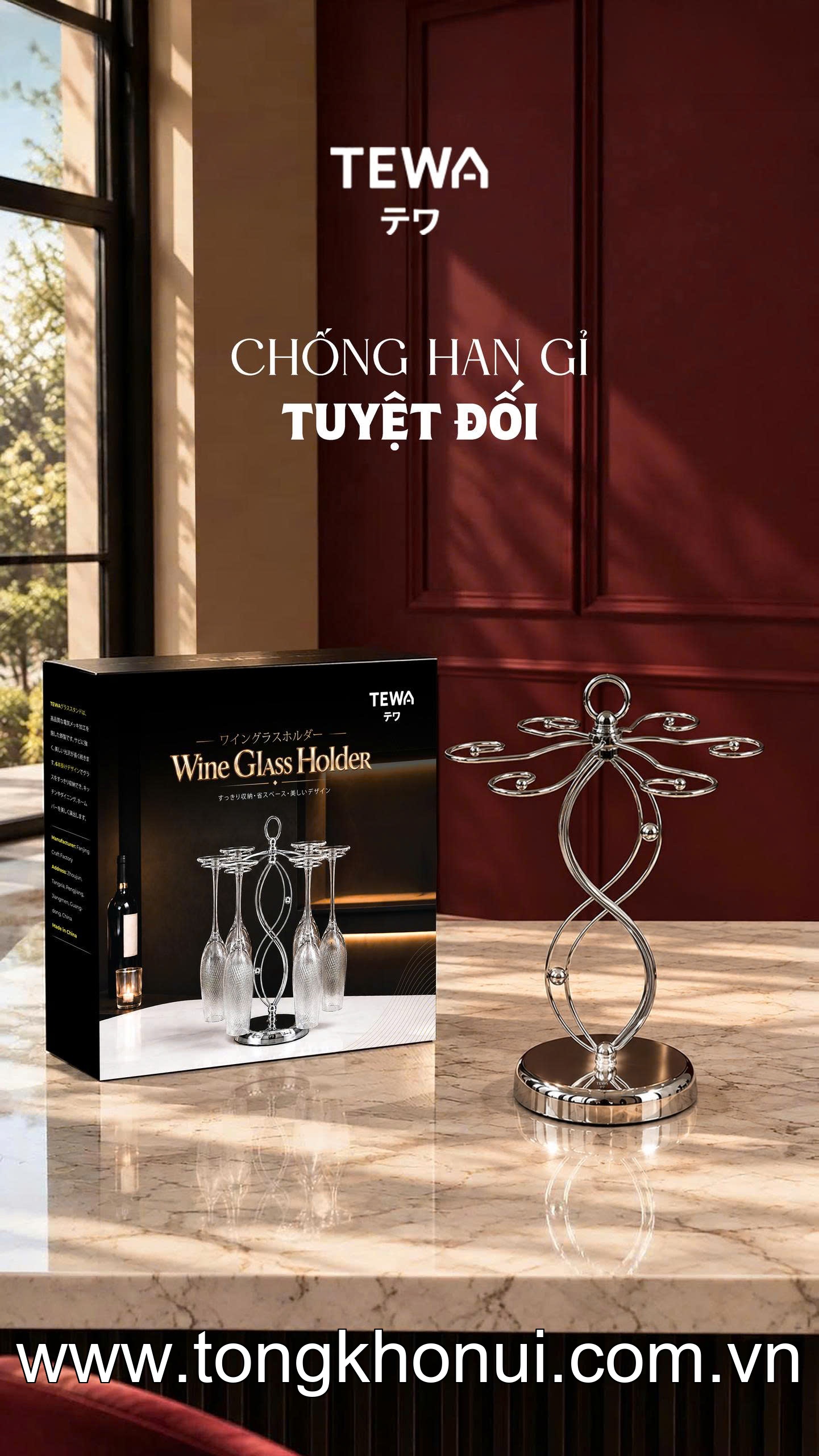 Giá 6 móc treo ly uốn dáng sóng TEWA, 80088 ảnh 5