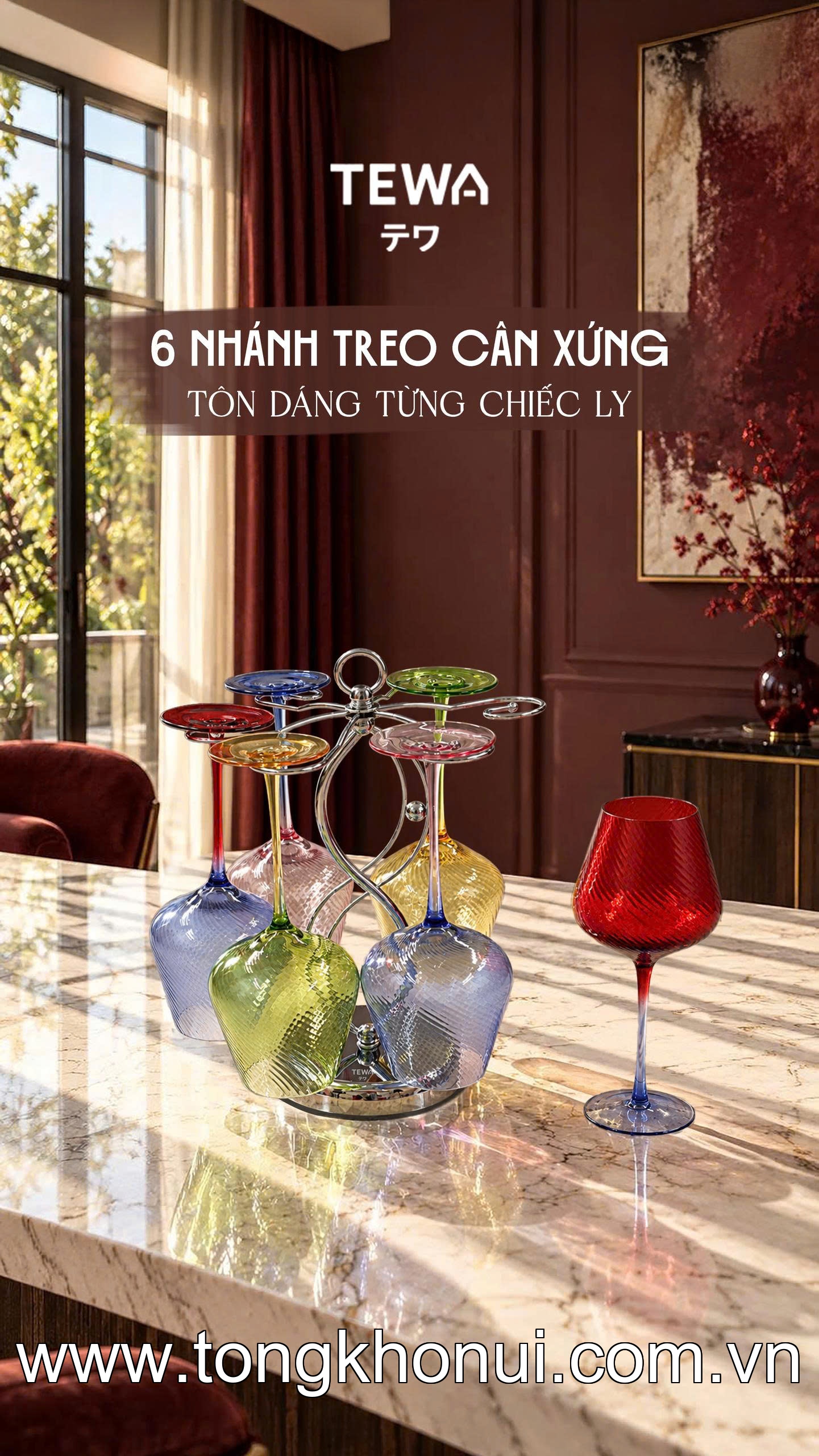 Giá 6 móc treo ly uốn dáng sóng TEWA, 80088 ảnh 10