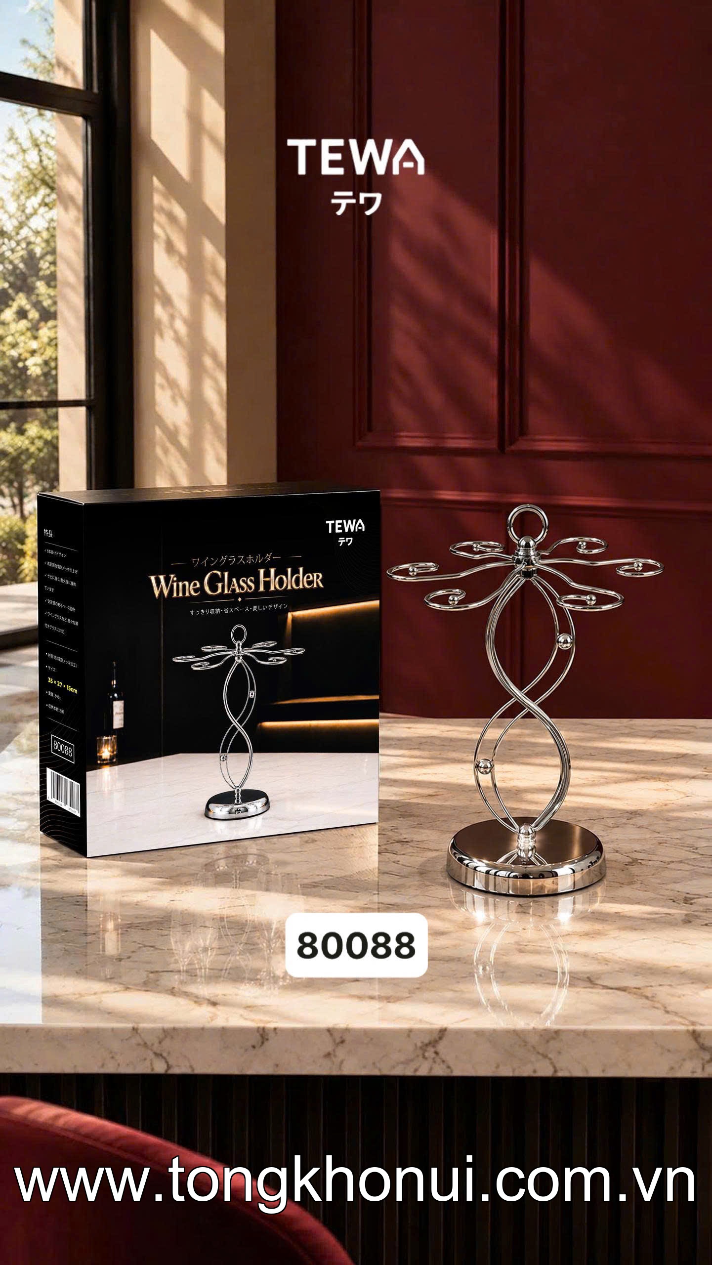 Giá 6 móc treo ly uốn dáng sóng TEWA, 80088 ảnh 12