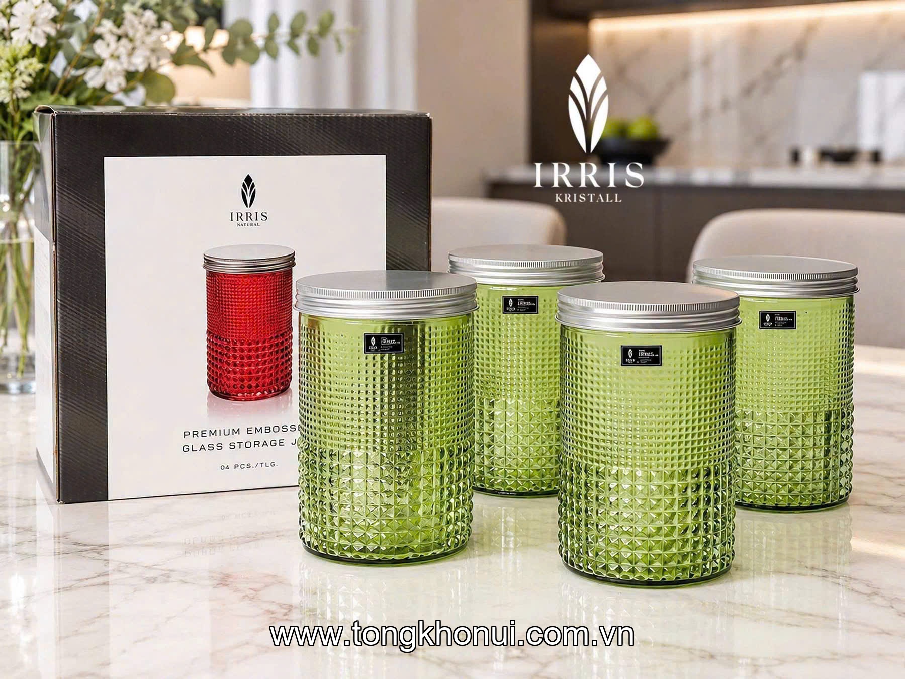 SET 4 HŨ ĐỰNG MỨT, BÁNH KẸO, ĐỒ KHÔ IRRIS GP1015 – NHƯ 4 VIÊN NGỌC TRONG GÓC BẾP ảnh 4