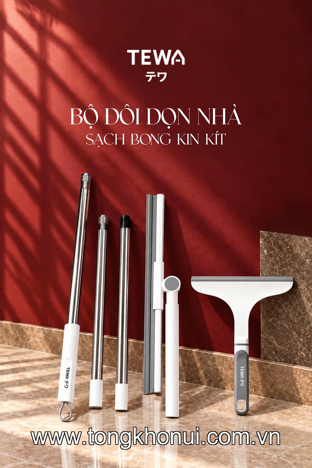 Cây gạt nước cán dài inox đa năng 120 x 40cm TEWA, 80097 ảnh 2