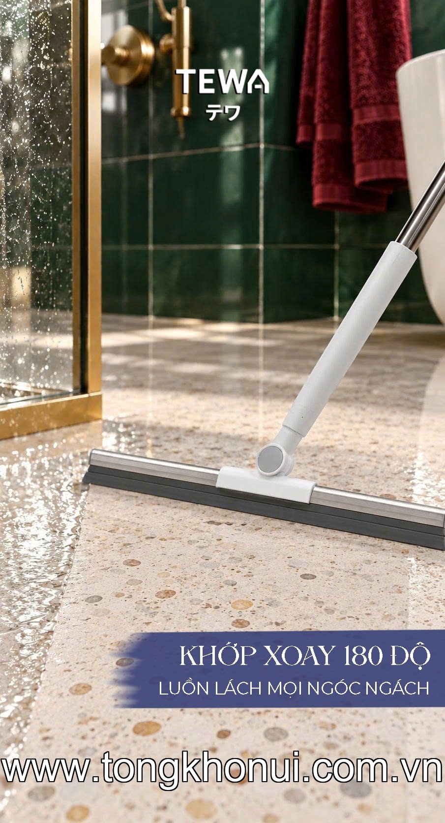 Cây gạt nước cán dài inox đa năng 120 x 40cm TEWA, 80097 ảnh 5
