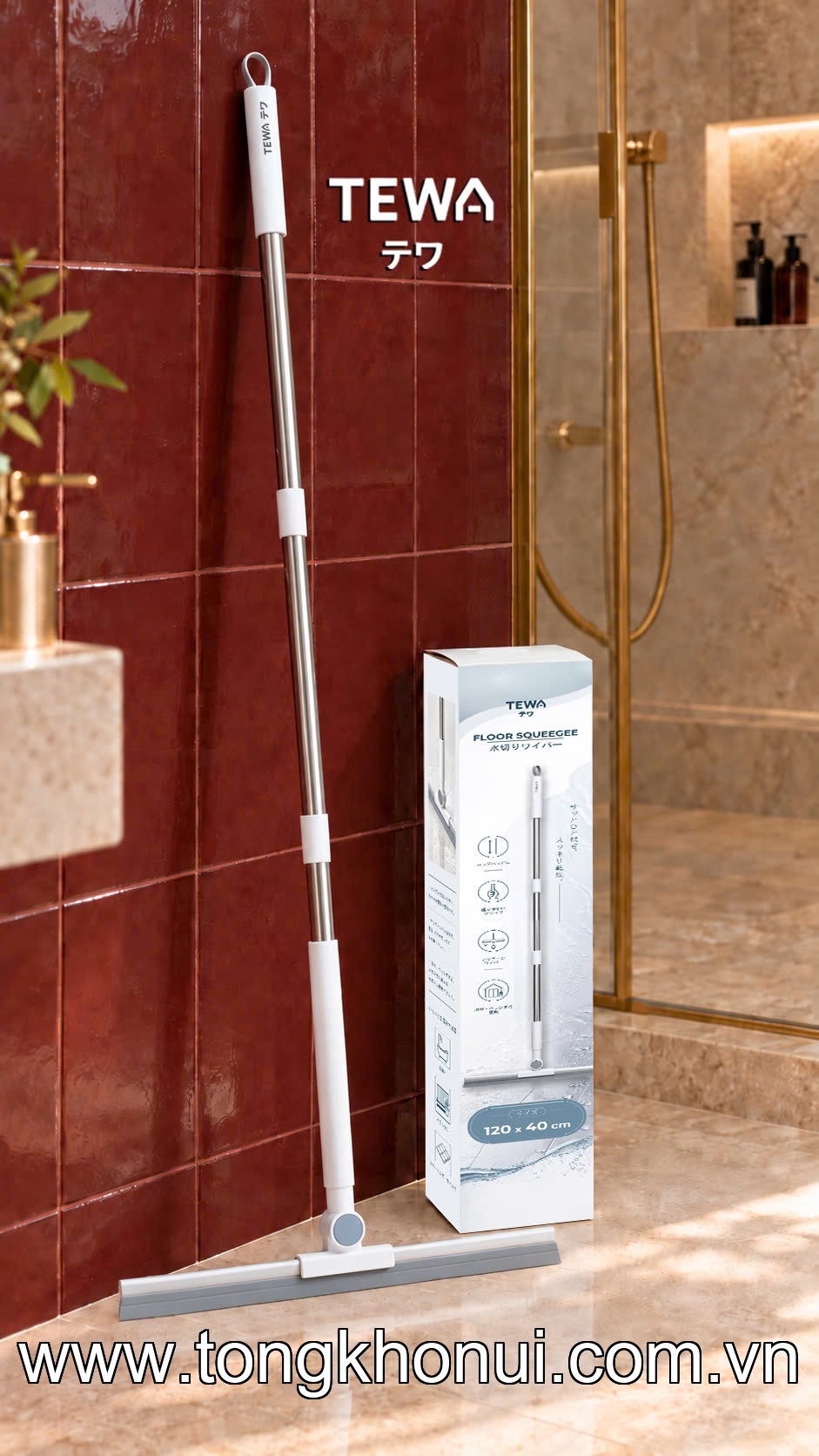 Cây gạt nước cán dài inox đa năng 120 x 40cm TEWA, 80097 ảnh 12