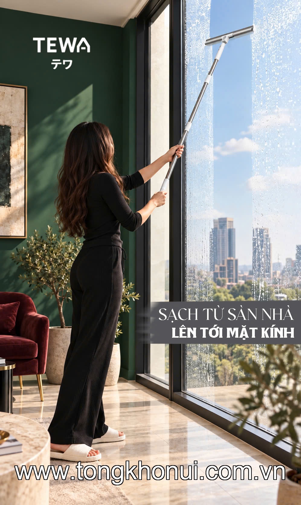 Cây gạt nước cán dài inox đa năng 120 x 40cm TEWA, 80097 ảnh 7