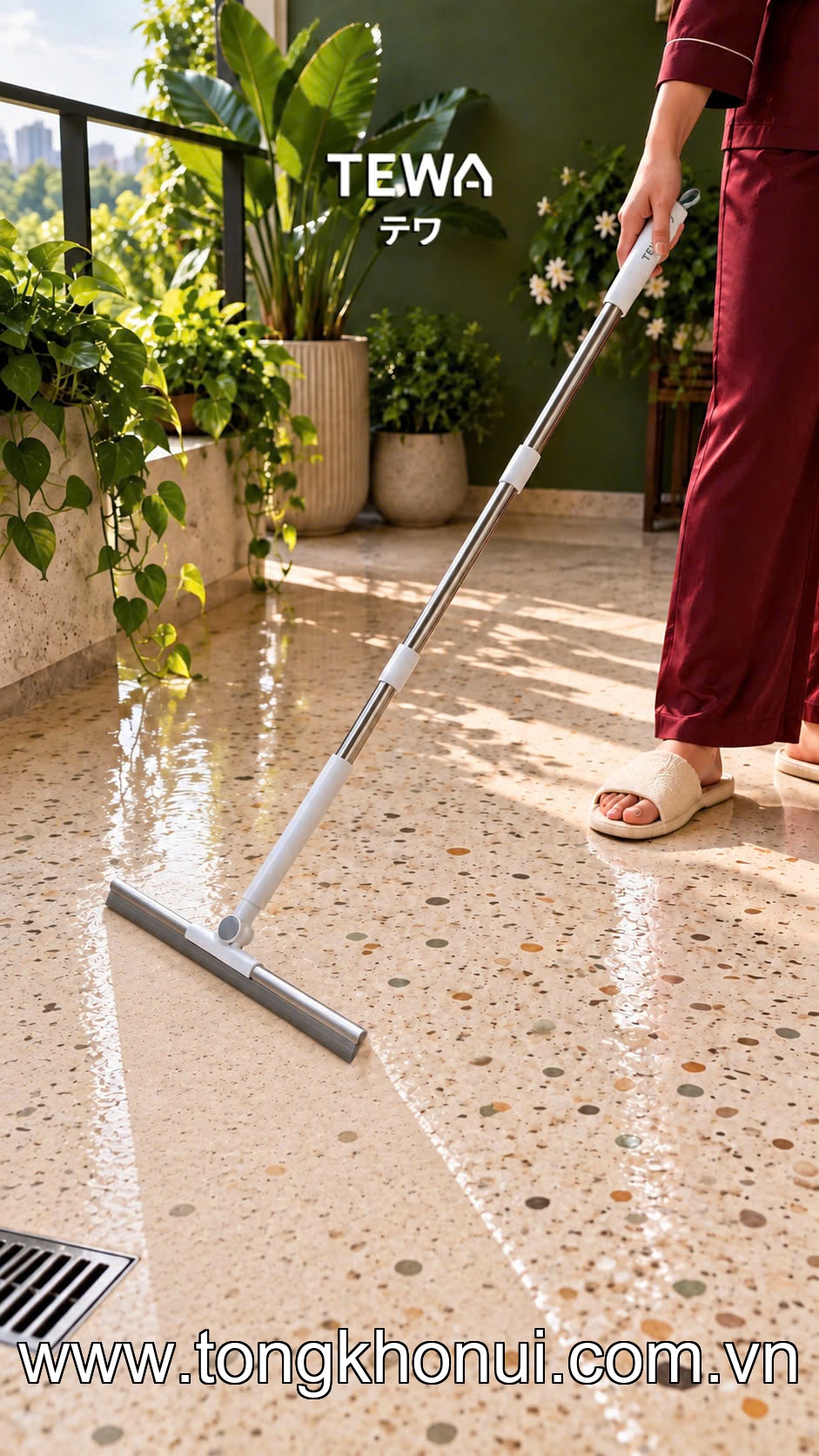 Cây gạt nước cán dài inox đa năng 120 x 40cm TEWA, 80097 ảnh 13