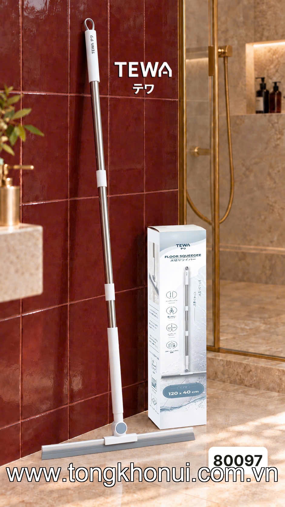 Cây gạt nước cán dài inox đa năng 120 x 40cm TEWA, 80097 ảnh 19