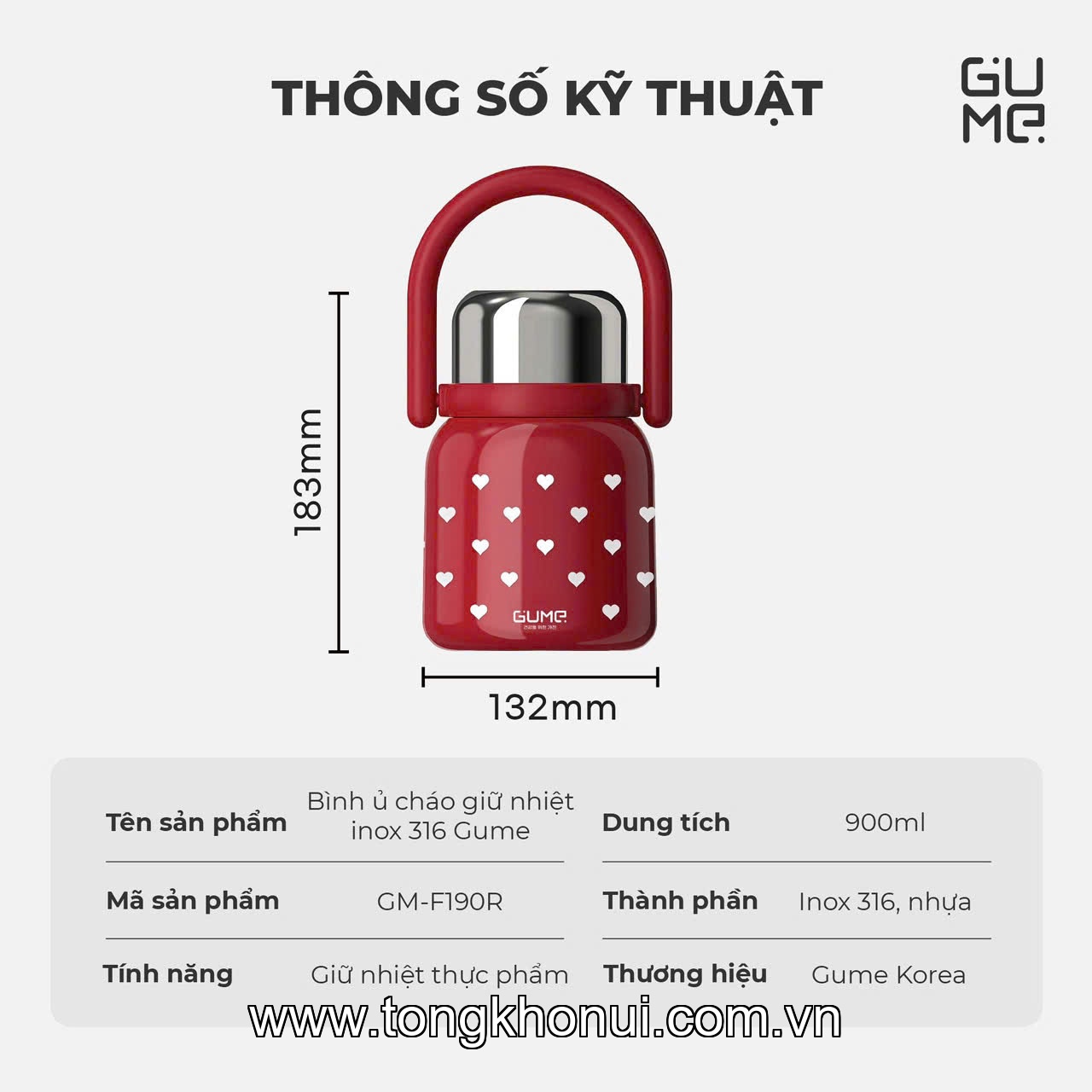 BÌNH Ủ CHÁO GUME KOREA 900ML – GIỮ NHIỆT TIỆN LỢI, ĐA NĂNG CHO CẢ NHÀ ảnh 1